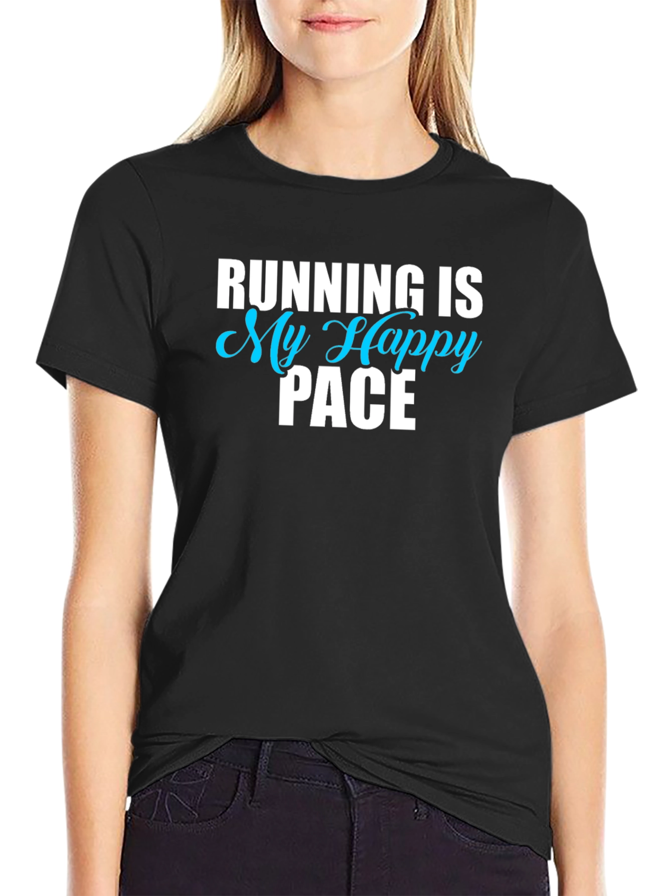 Running Is My Happy Pace Black T-Shirt