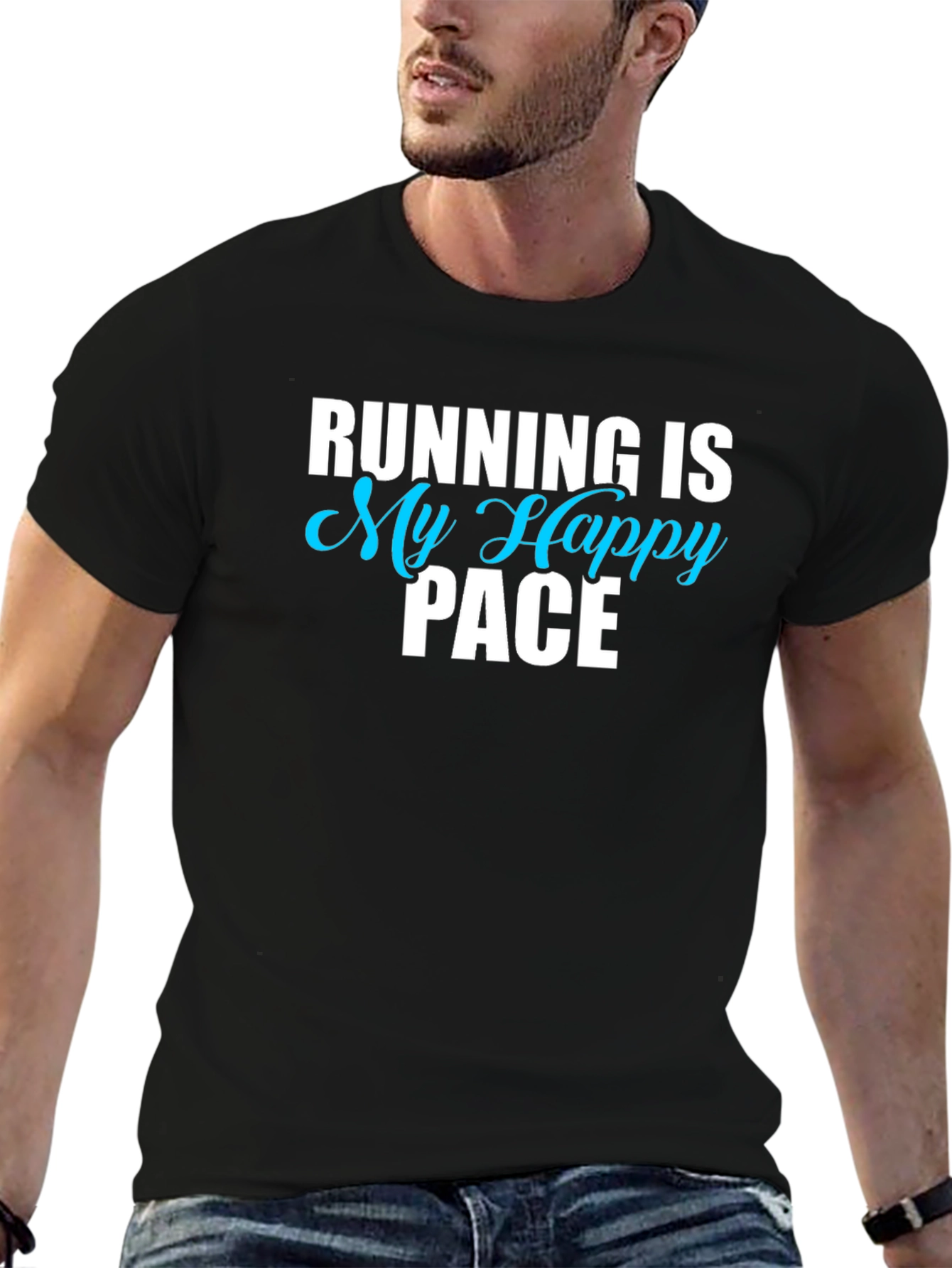 Running Is My Happy Pace Black T-Shirt