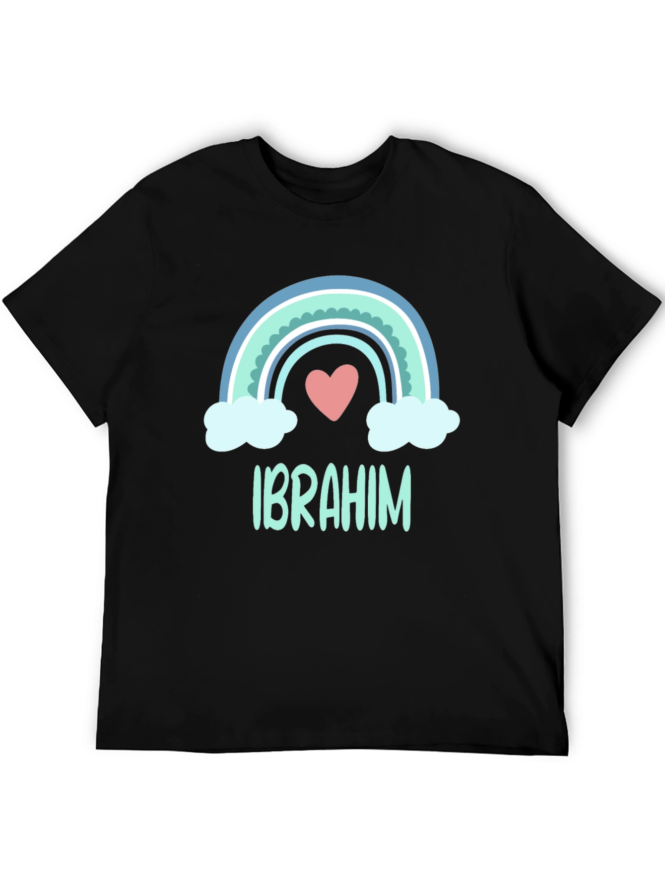 Personalized Ibrahim Rainbow Heart T-Shirt