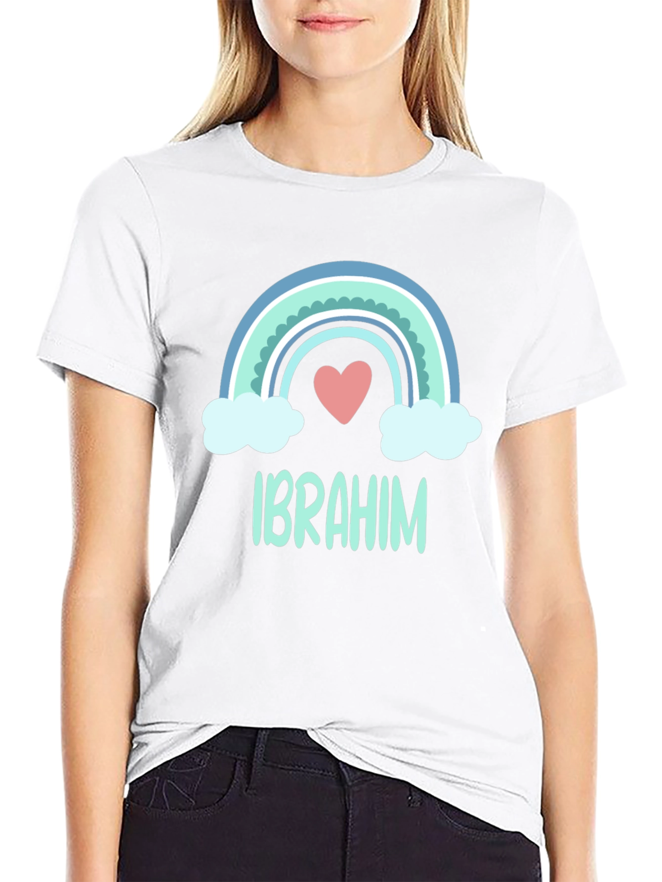 Personalized Ibrahim Rainbow Heart T-Shirt