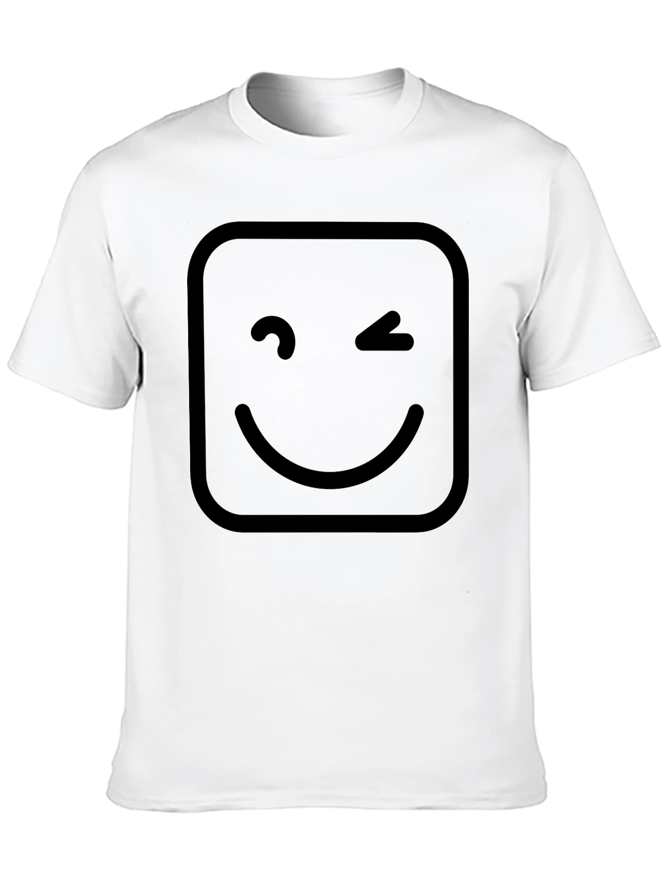 Winking Smiley Face Graphic T-Shirt - Black