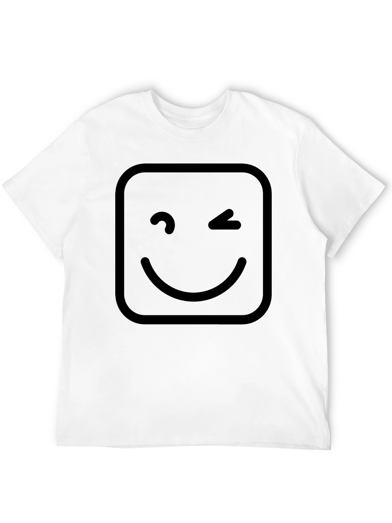 Winking Smiley Face Graphic T-Shirt - Black
