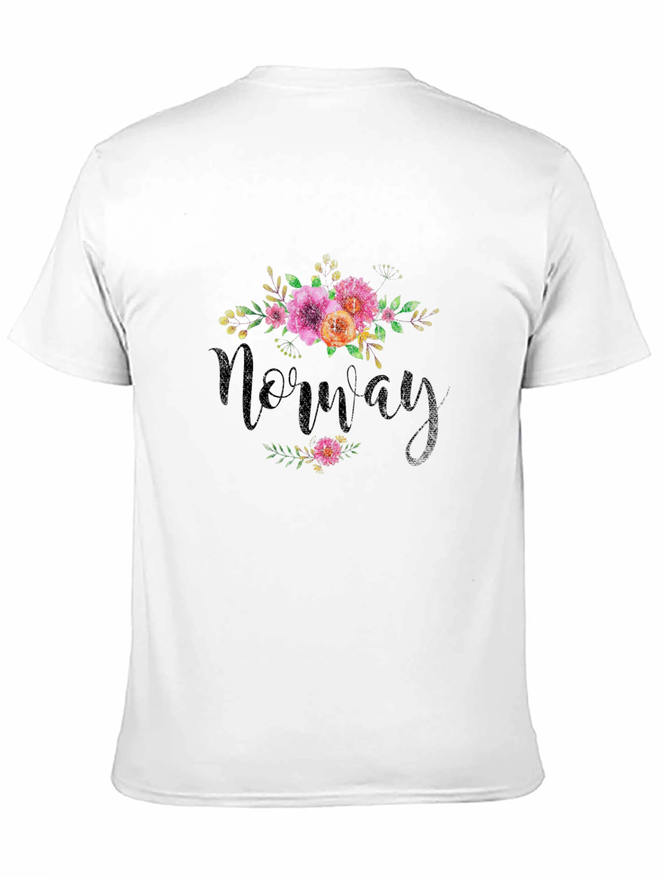 Norway Floral Design Black T-Shirt