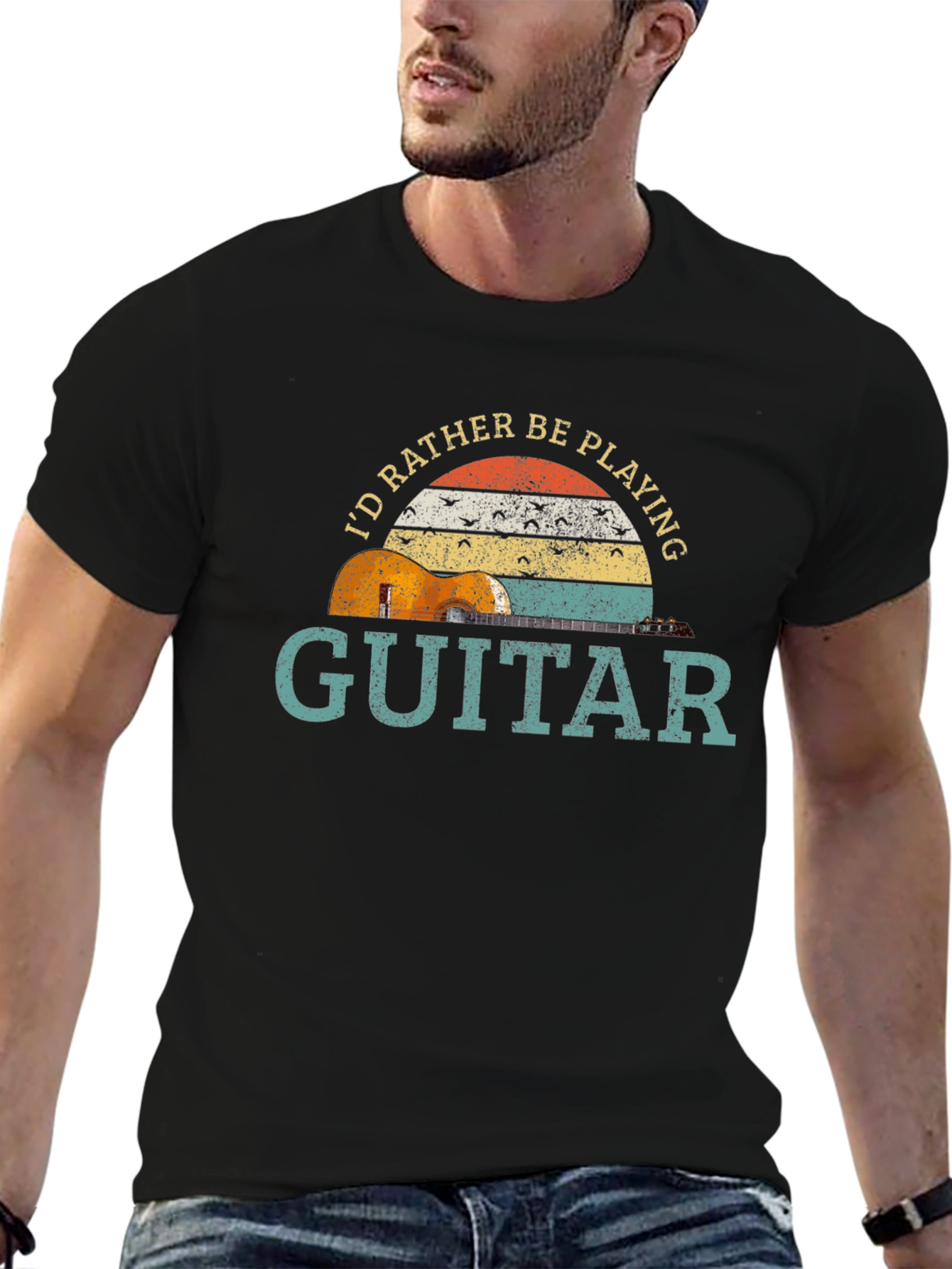 Id Rather Be Playing Guitar Graphic T-Shirt