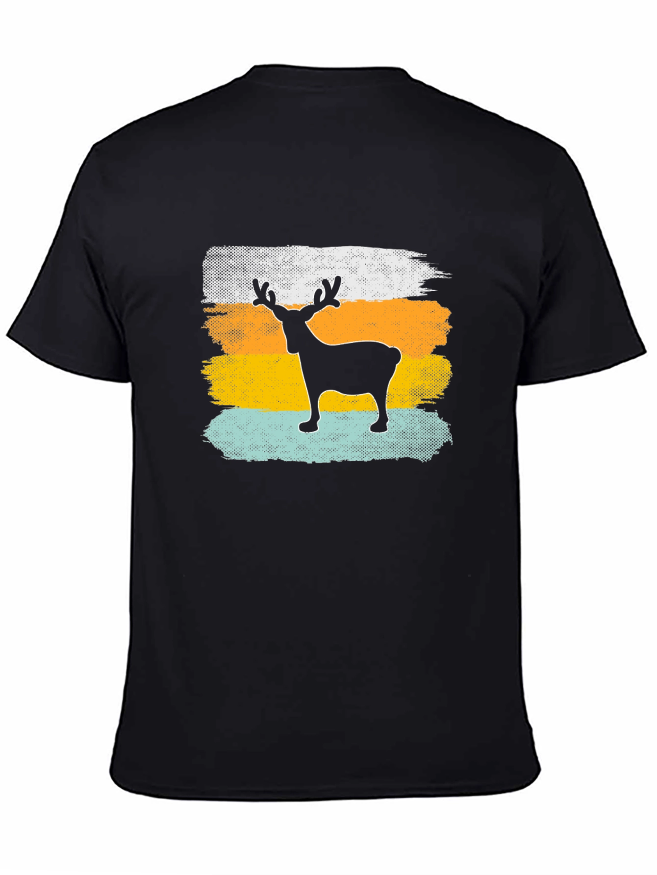 Retro Reindeer Graphic Tee - Mens Black T-Shirt