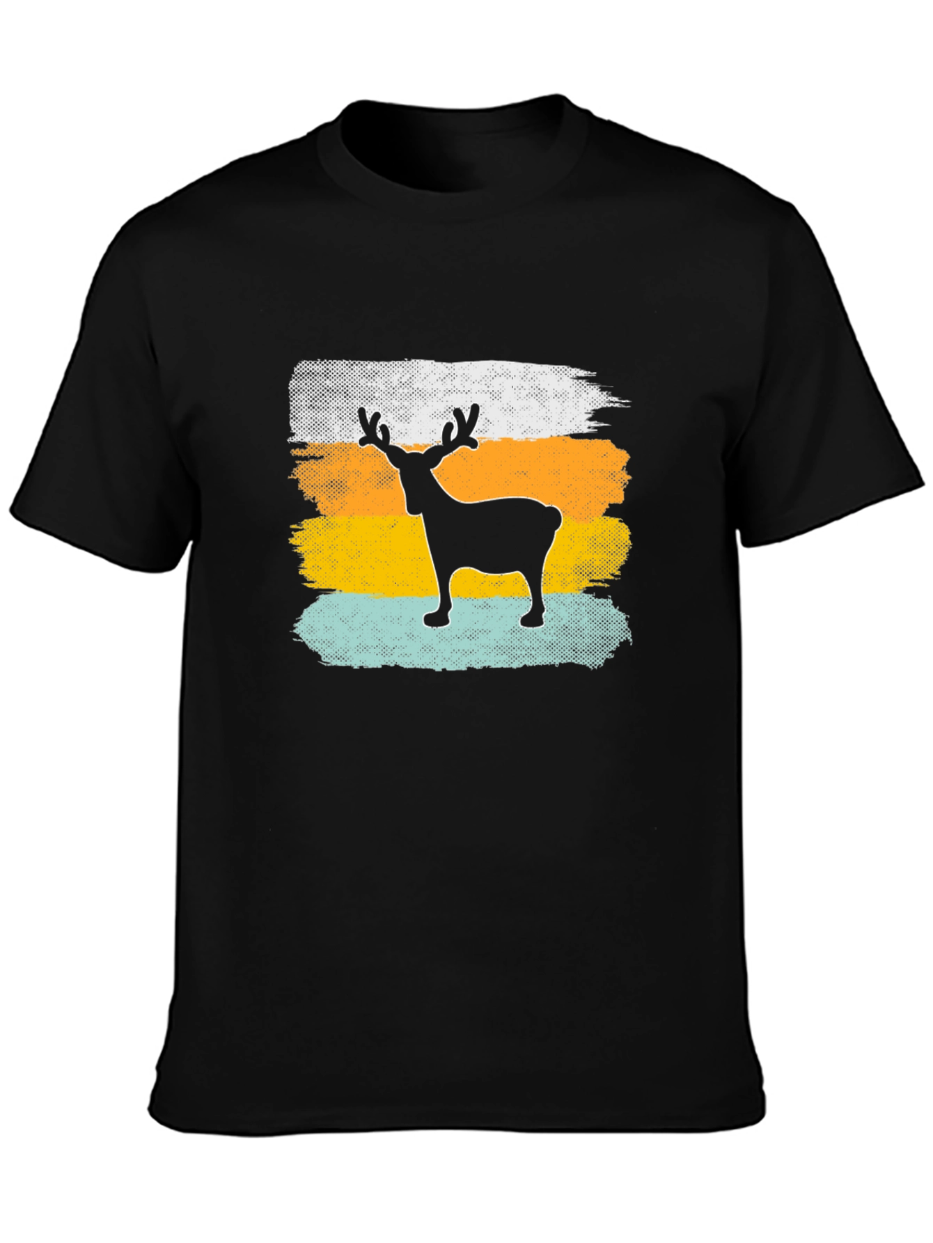 Retro Reindeer Graphic Tee - Mens Black T-Shirt