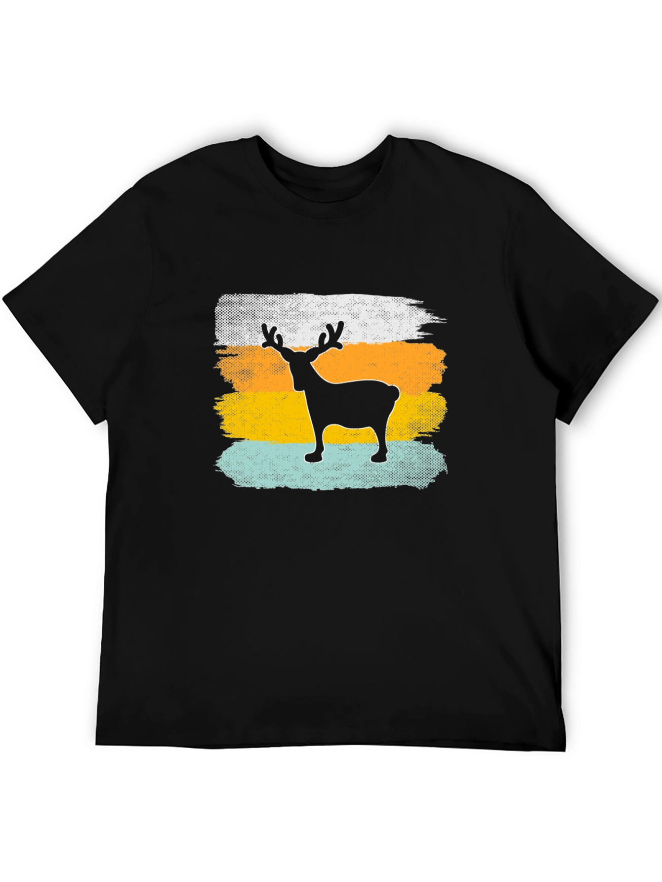 Retro Reindeer Graphic Tee - Mens Black T-Shirt