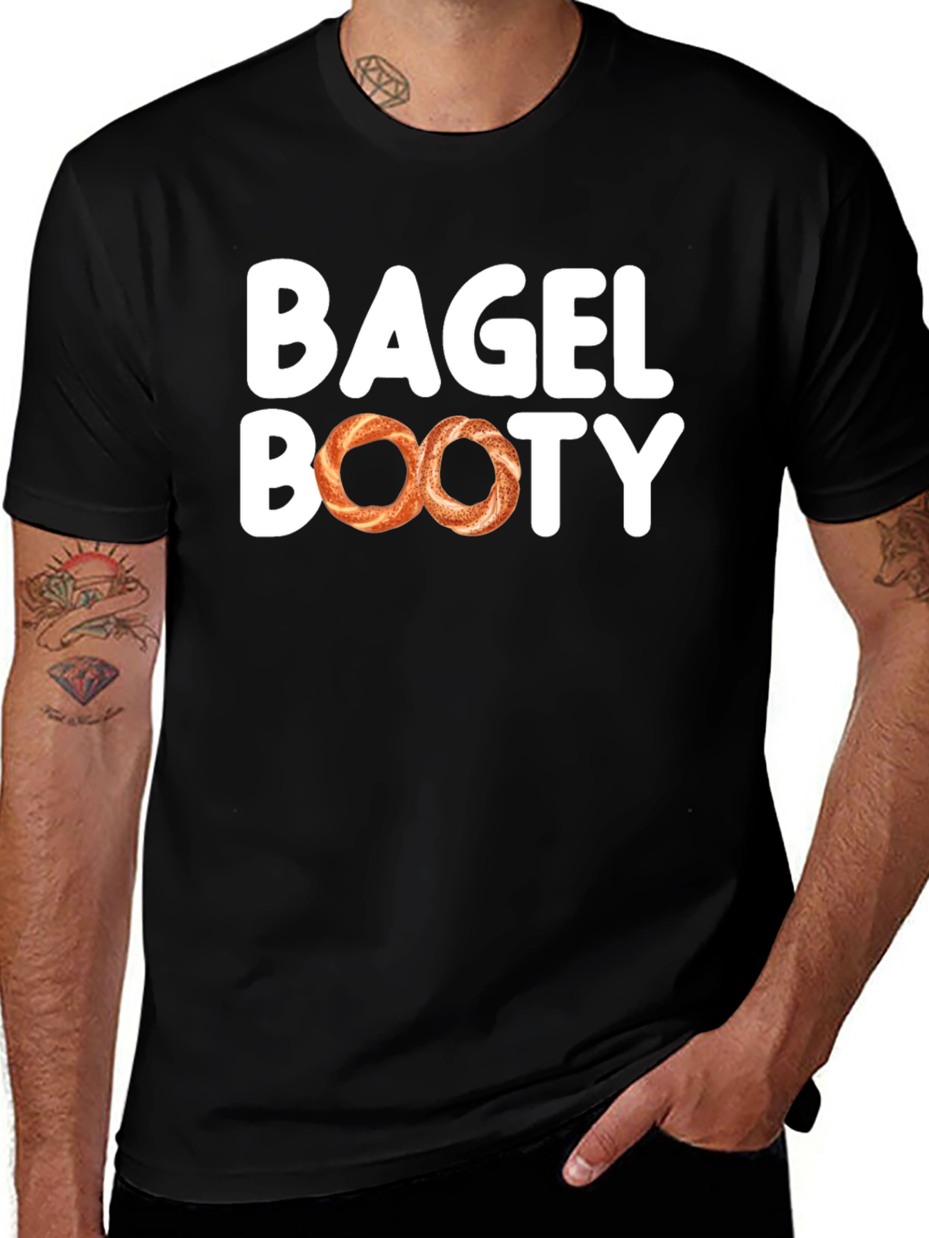 Bagel Booty Black Cotton T-Shirt