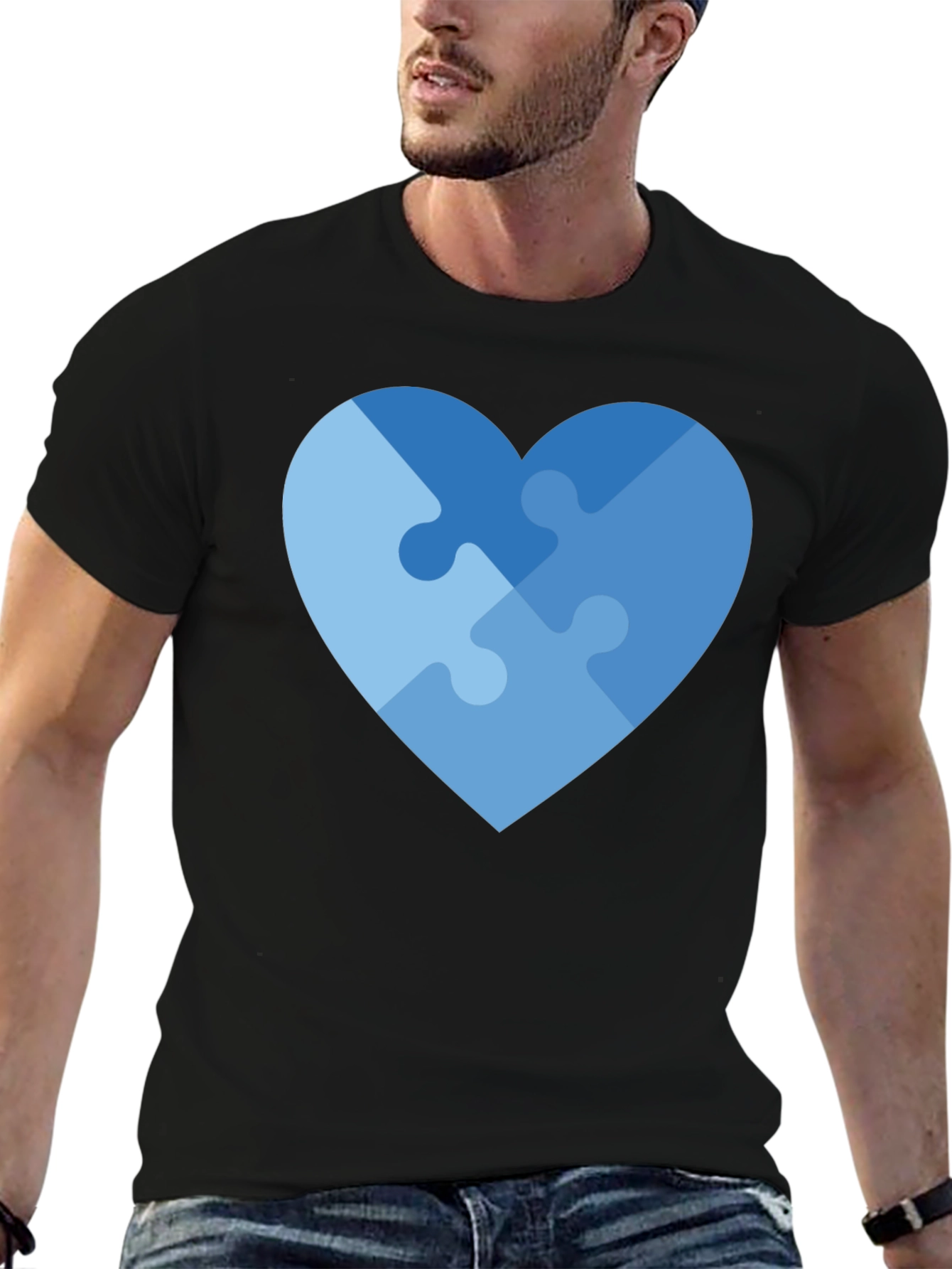 Heart Puzzle Piece Graphic T-Shirt - Autism Awareness