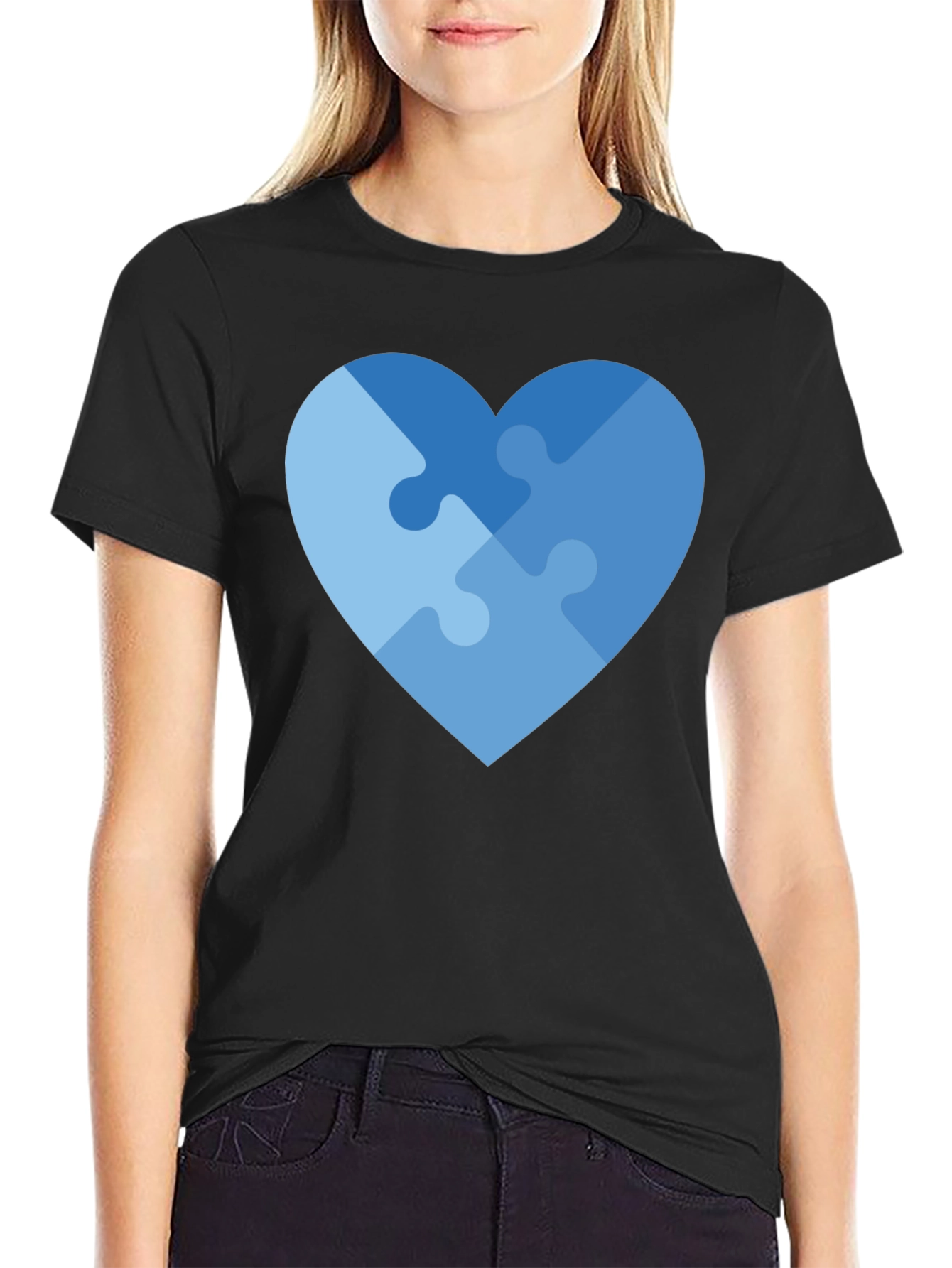 Heart Puzzle Piece Graphic T-Shirt - Autism Awareness