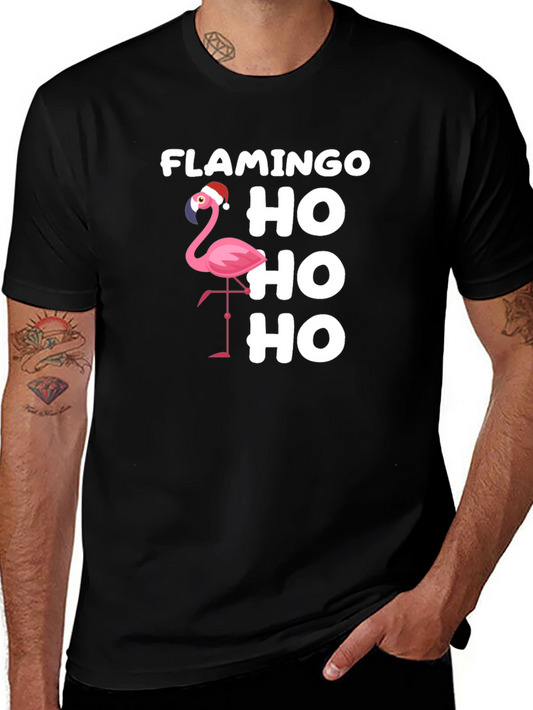 Flamingo Ho Ho Ho Christmas Graphic T-Shirt