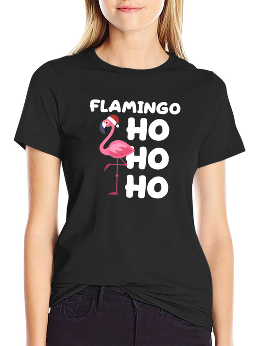 Flamingo Ho Ho Ho Christmas Graphic T-Shirt
