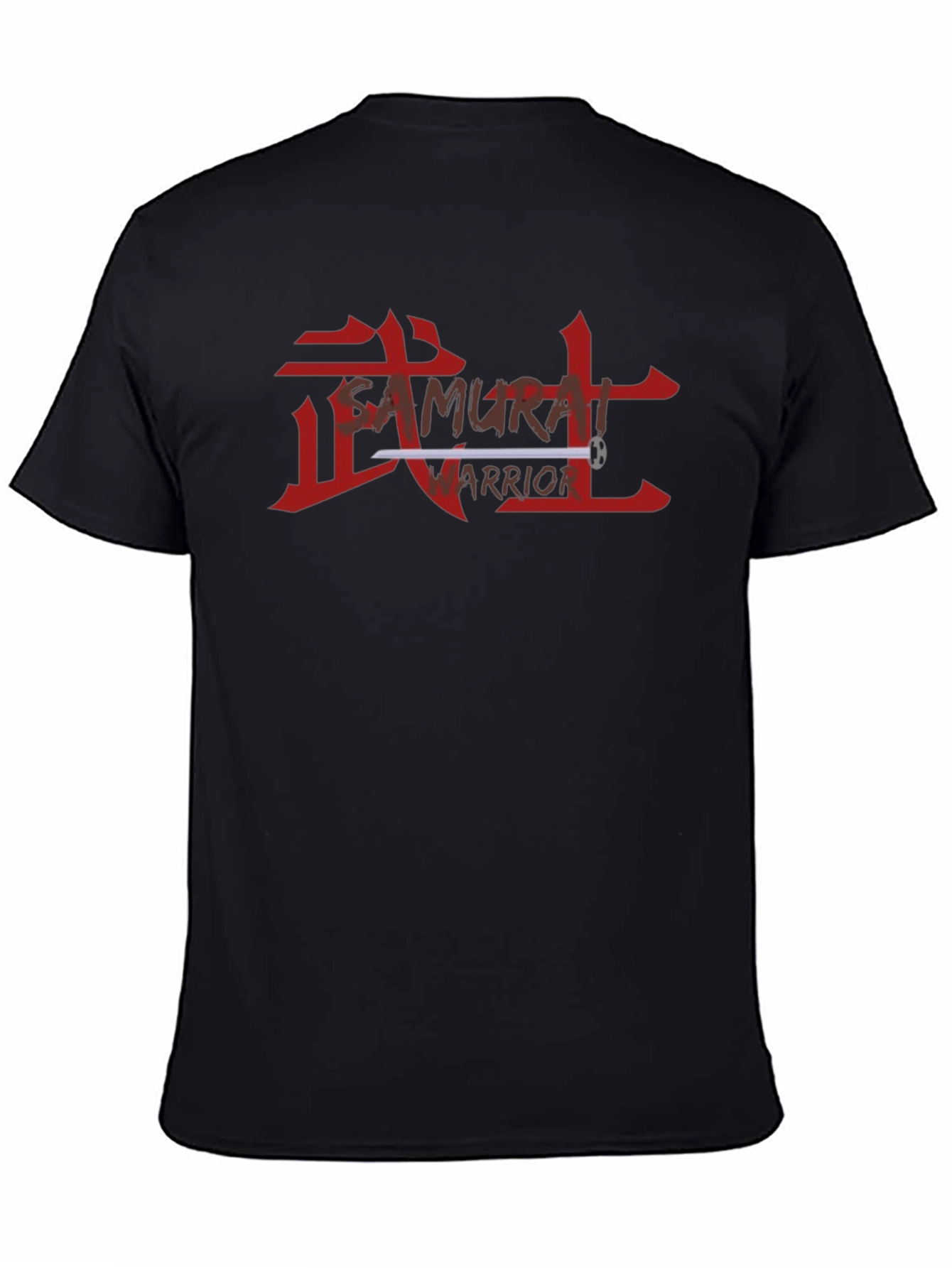 Samurai Warrior Graphic Tee - Black Cotton