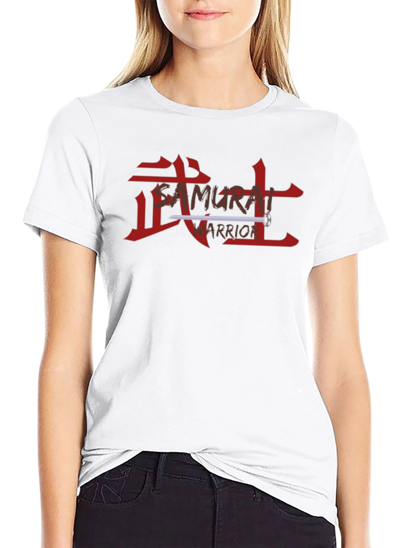 Samurai Warrior Graphic Tee - Black Cotton