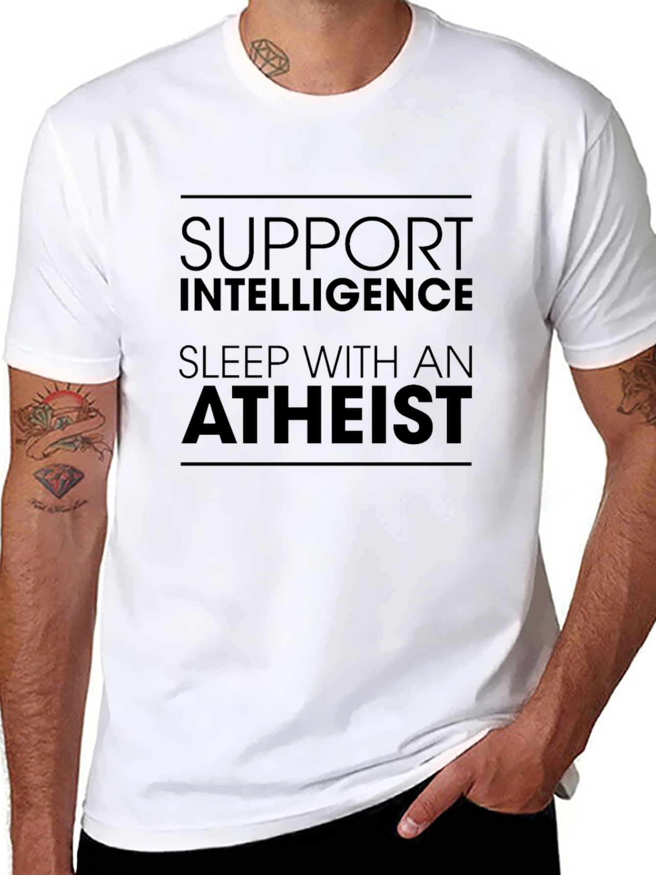 Support Intelligence Sleep With Atheist T-Shirt