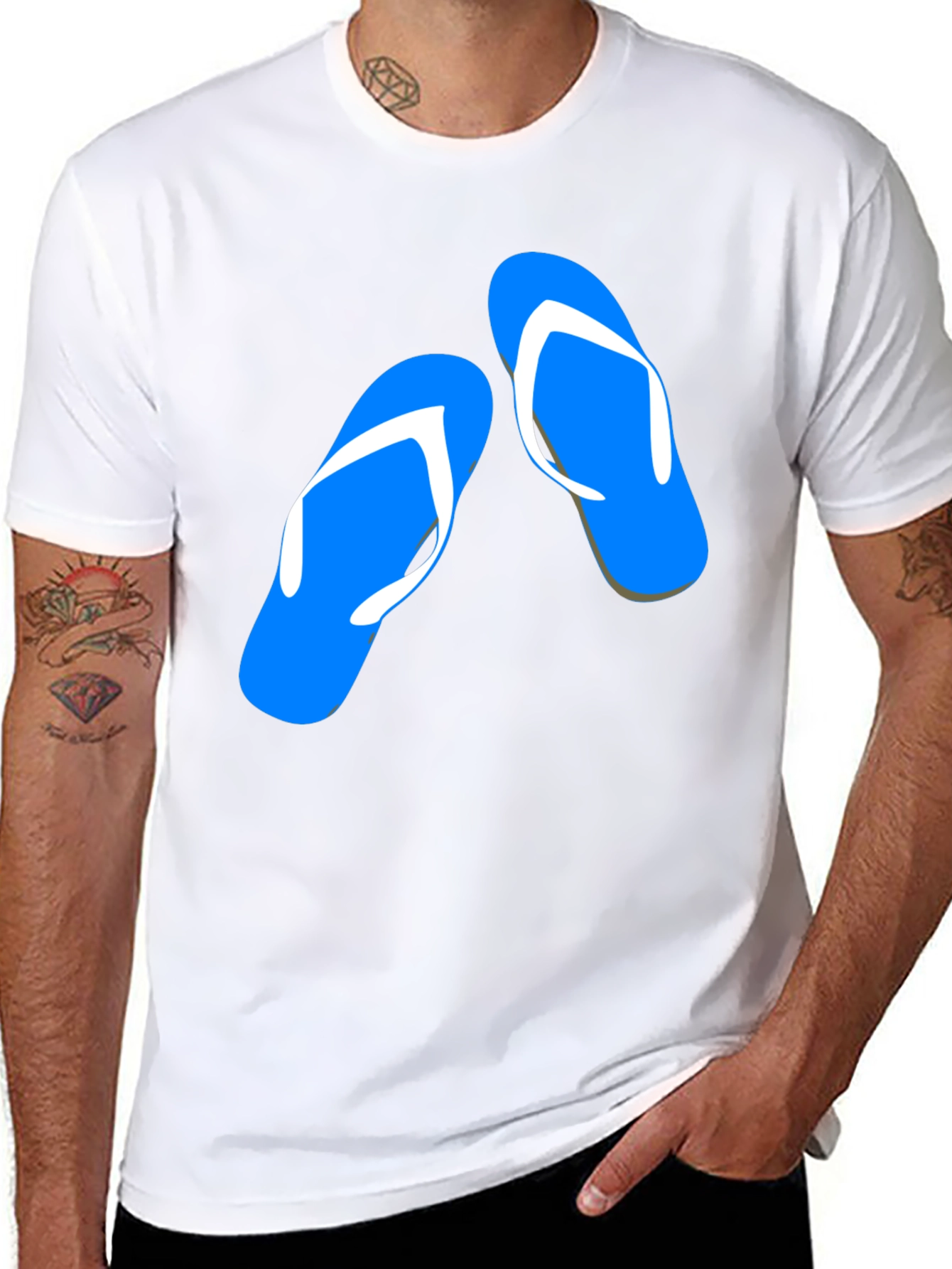 Summer Flip Flop Graphic Tee - Black Cotton T-Shirt