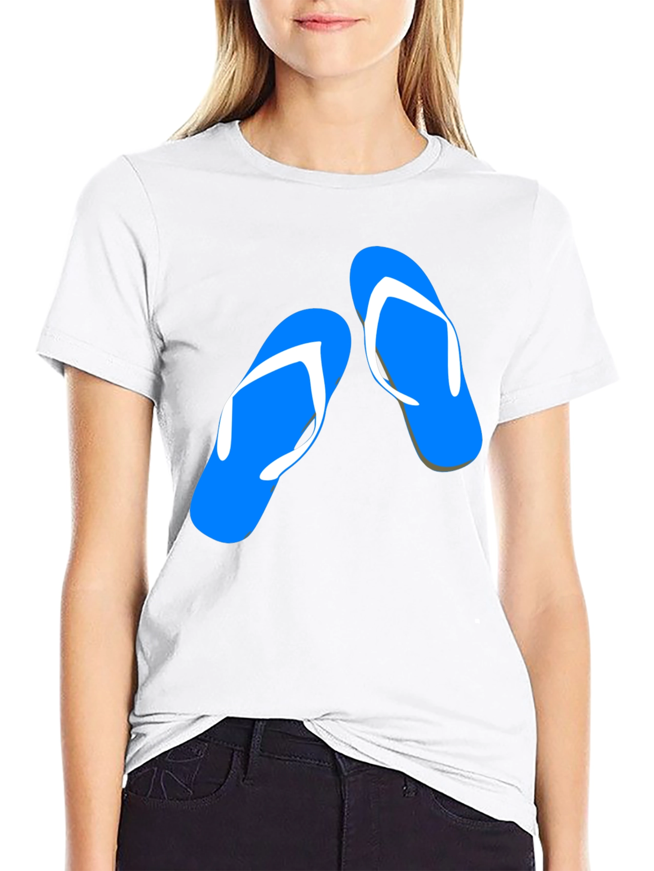 Summer Flip Flop Graphic Tee - Black Cotton T-Shirt
