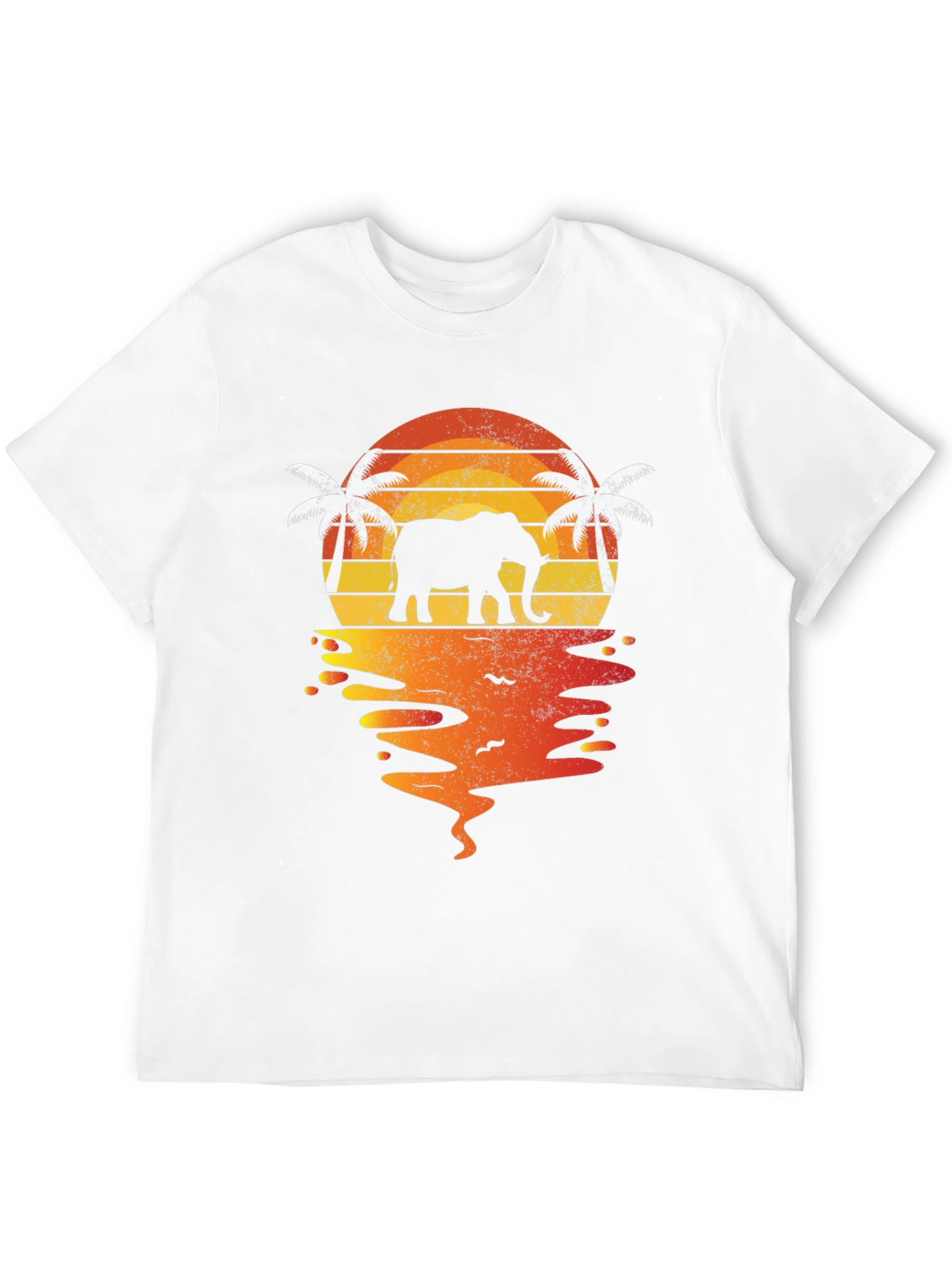 Elephant Sunset Graphic T-Shirt - Tropical Beach Vibe