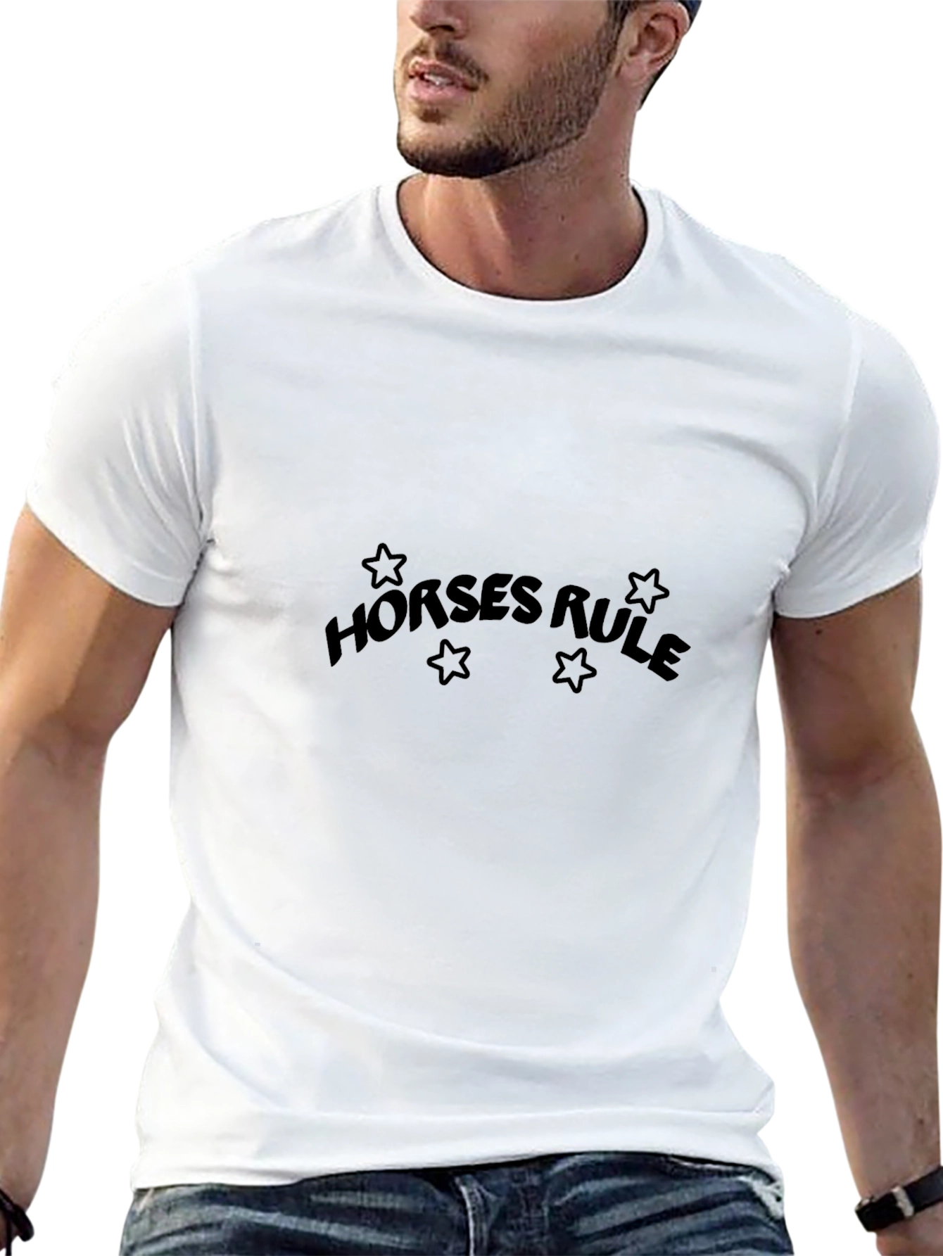 Horses Rule Black T-Shirt Stylish Graphic Tee