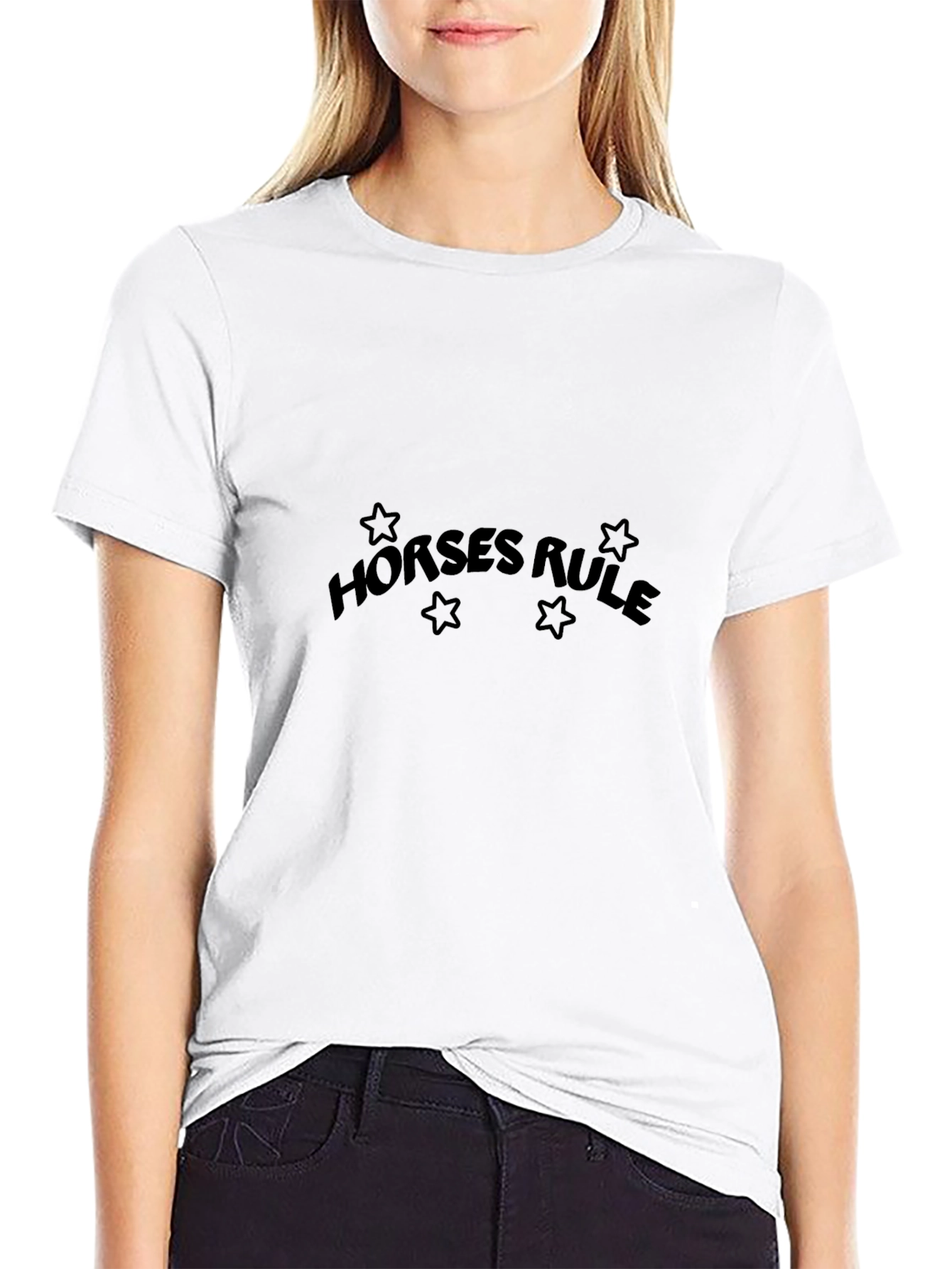 Horses Rule Black T-Shirt Stylish Graphic Tee