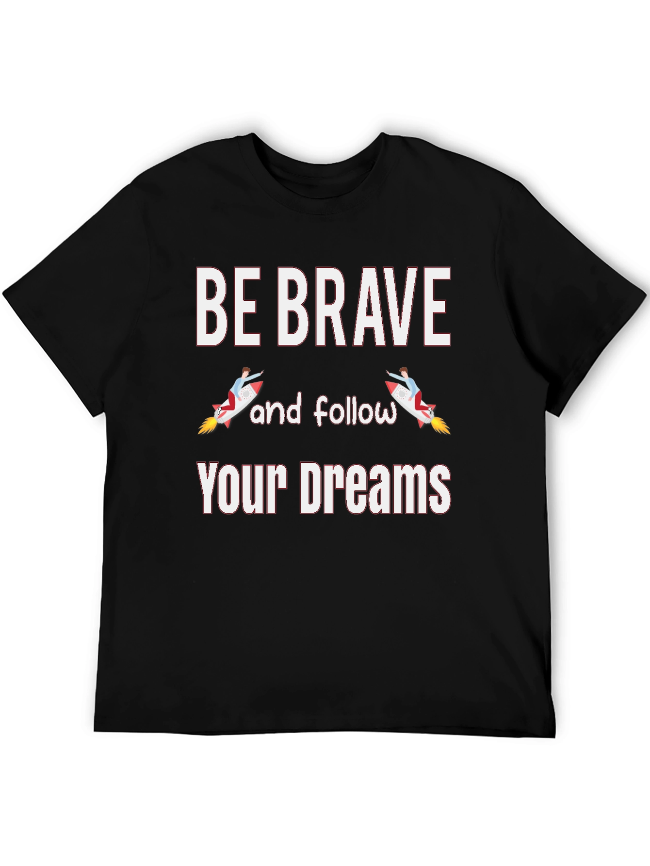 Be Brave Rocket Graphic Mens Black T-Shirt