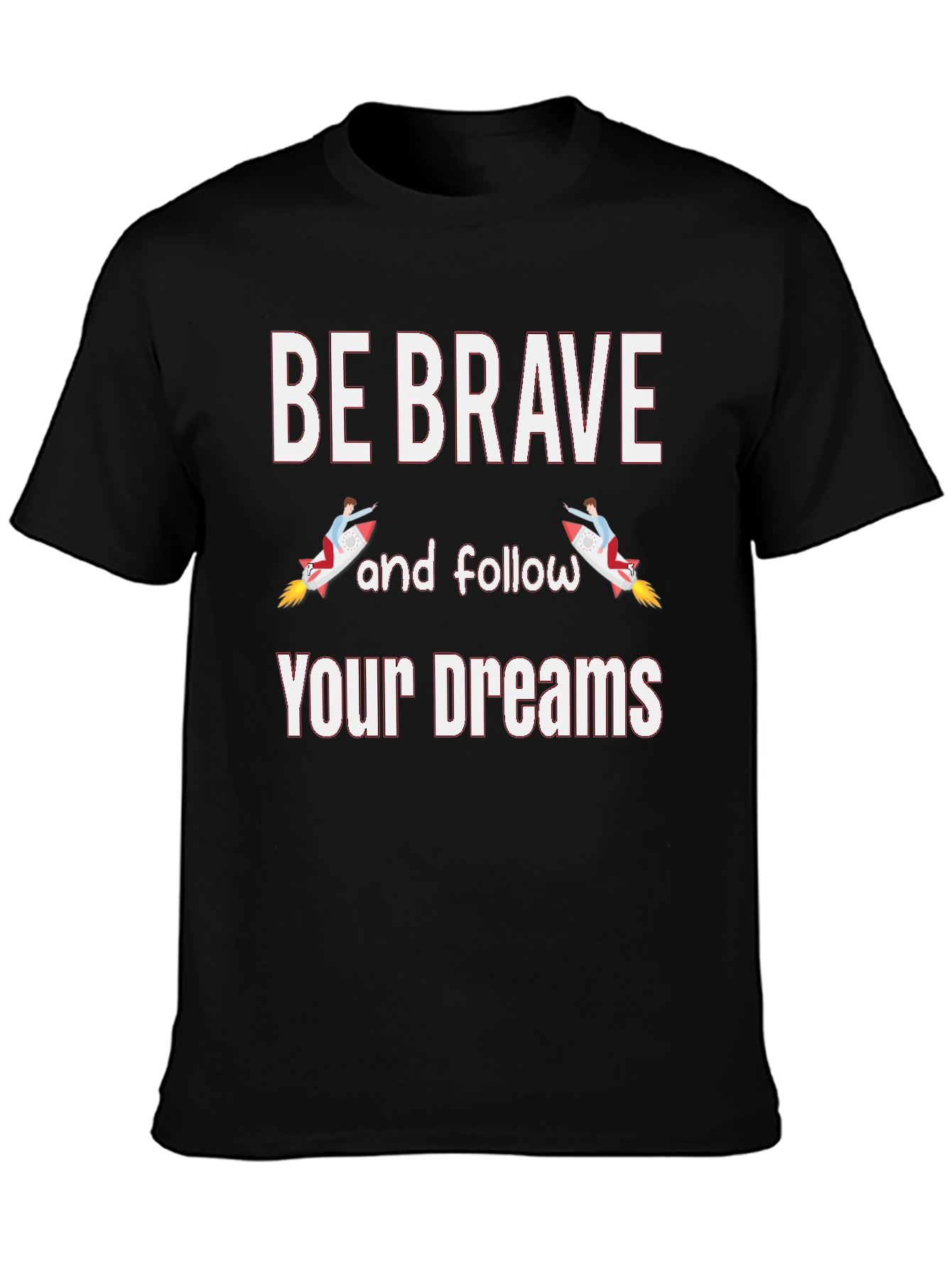 Be Brave Rocket Graphic Mens Black T-Shirt