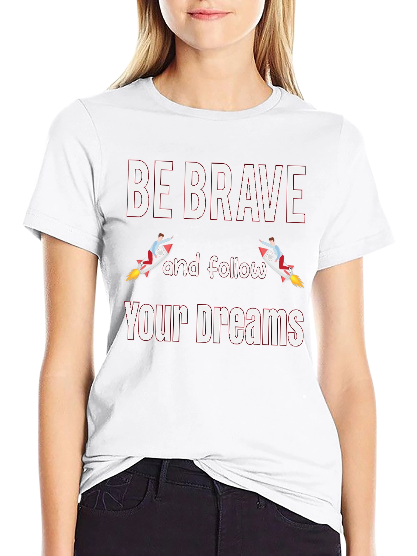 Be Brave Rocket Graphic Mens Black T-Shirt