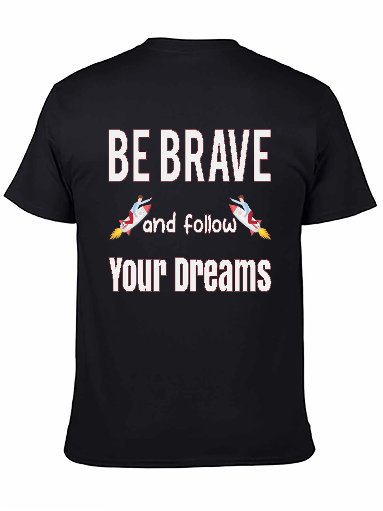 Be Brave Rocket Graphic Mens Black T-Shirt