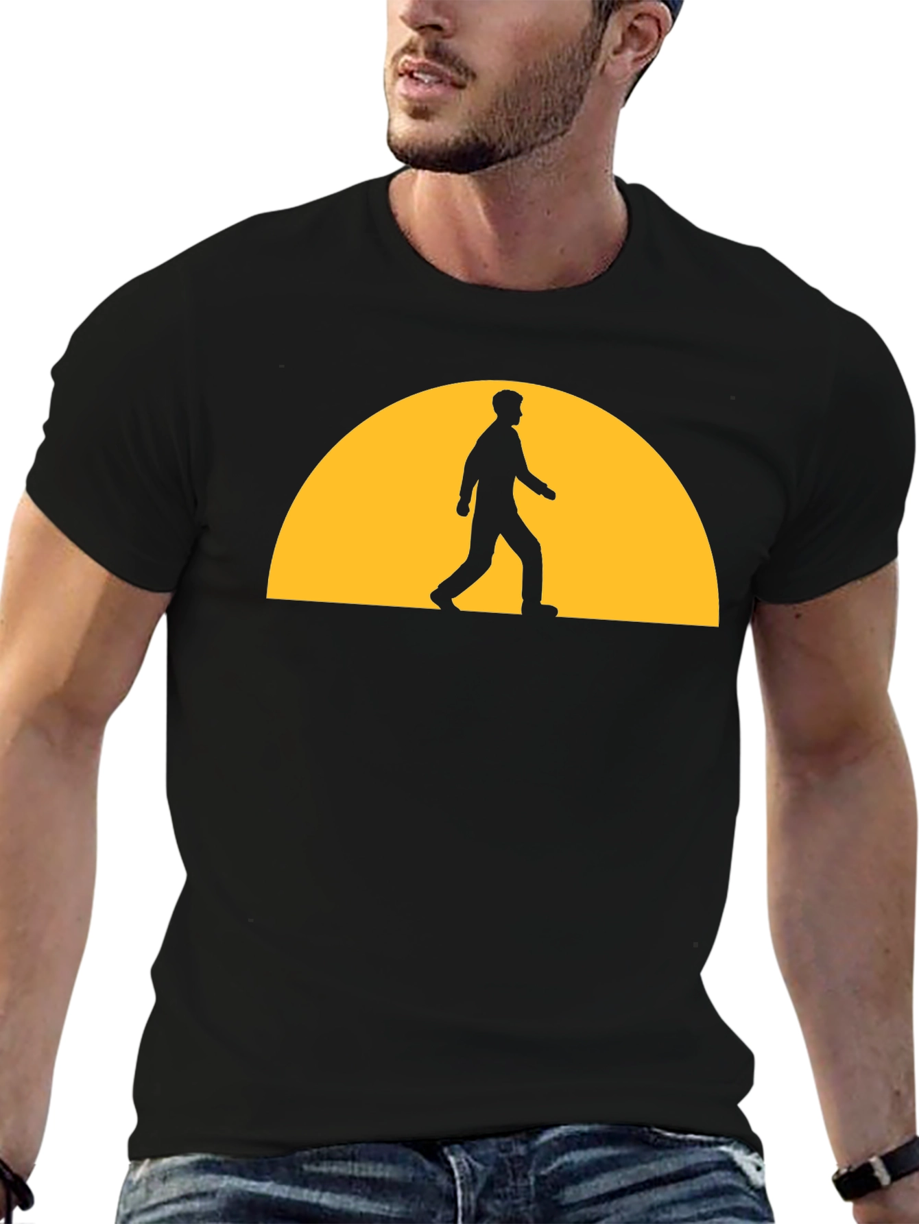 Sunset Walker Graphic Tee - Black Casual T-Shirt