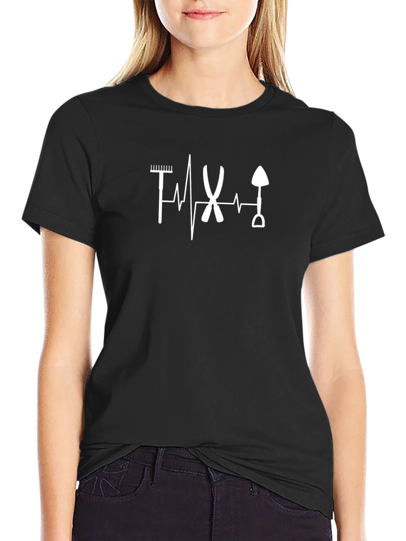 Gardening Heartbeat T-Shirt - Black