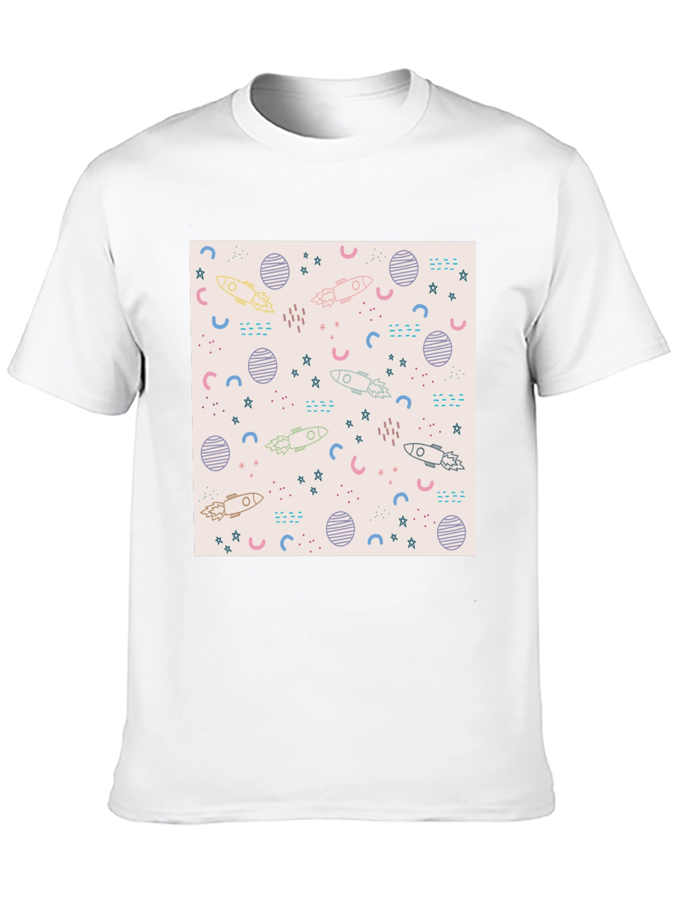 Galaxy Rocket Print Black T-Shirt