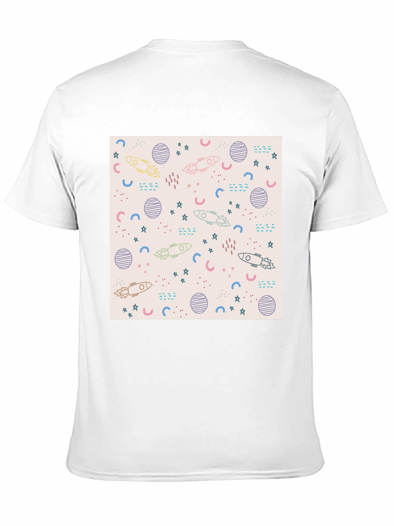 Galaxy Rocket Print Black T-Shirt