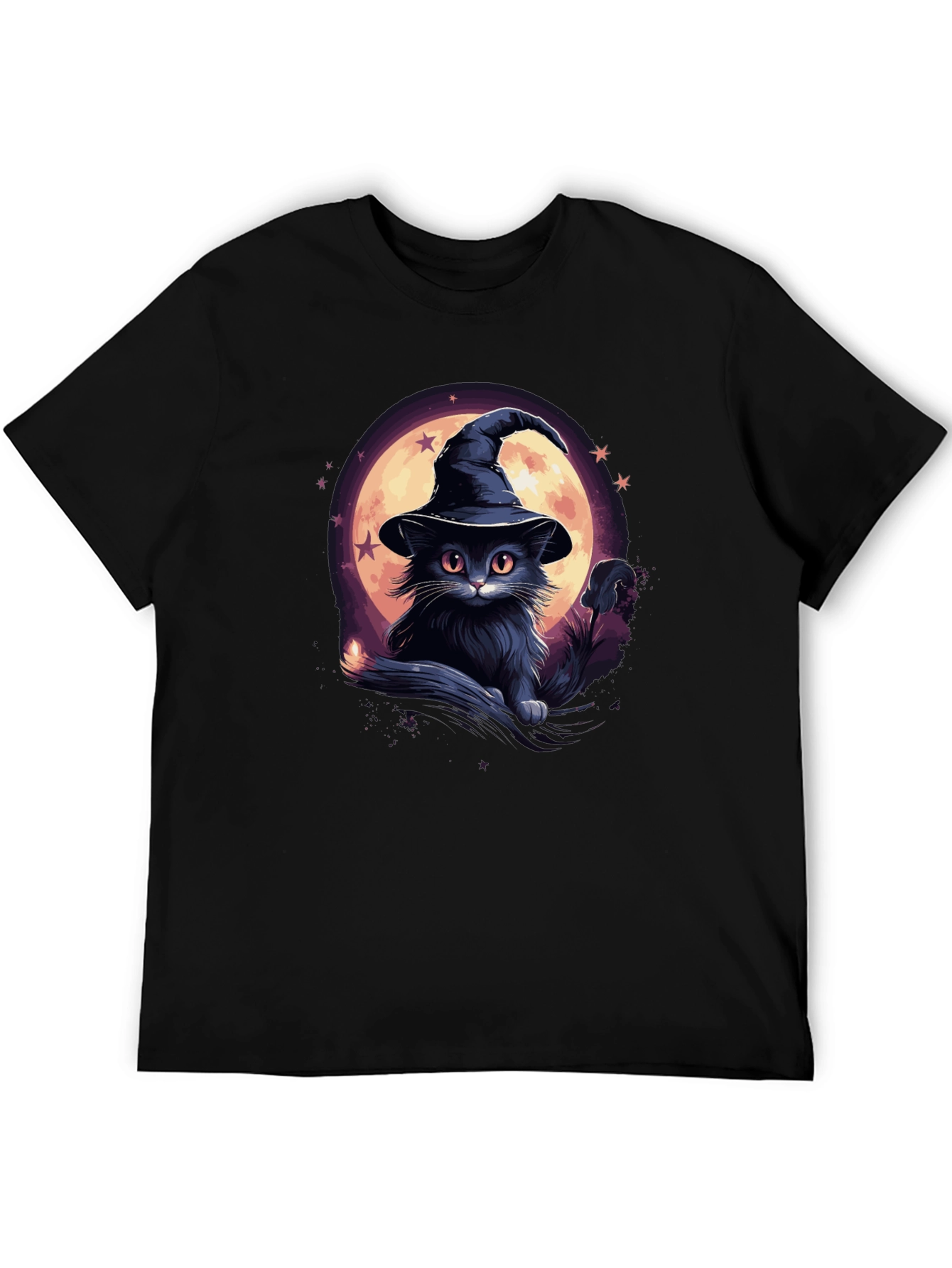 Whimsical Witch Cat Graphic Tee