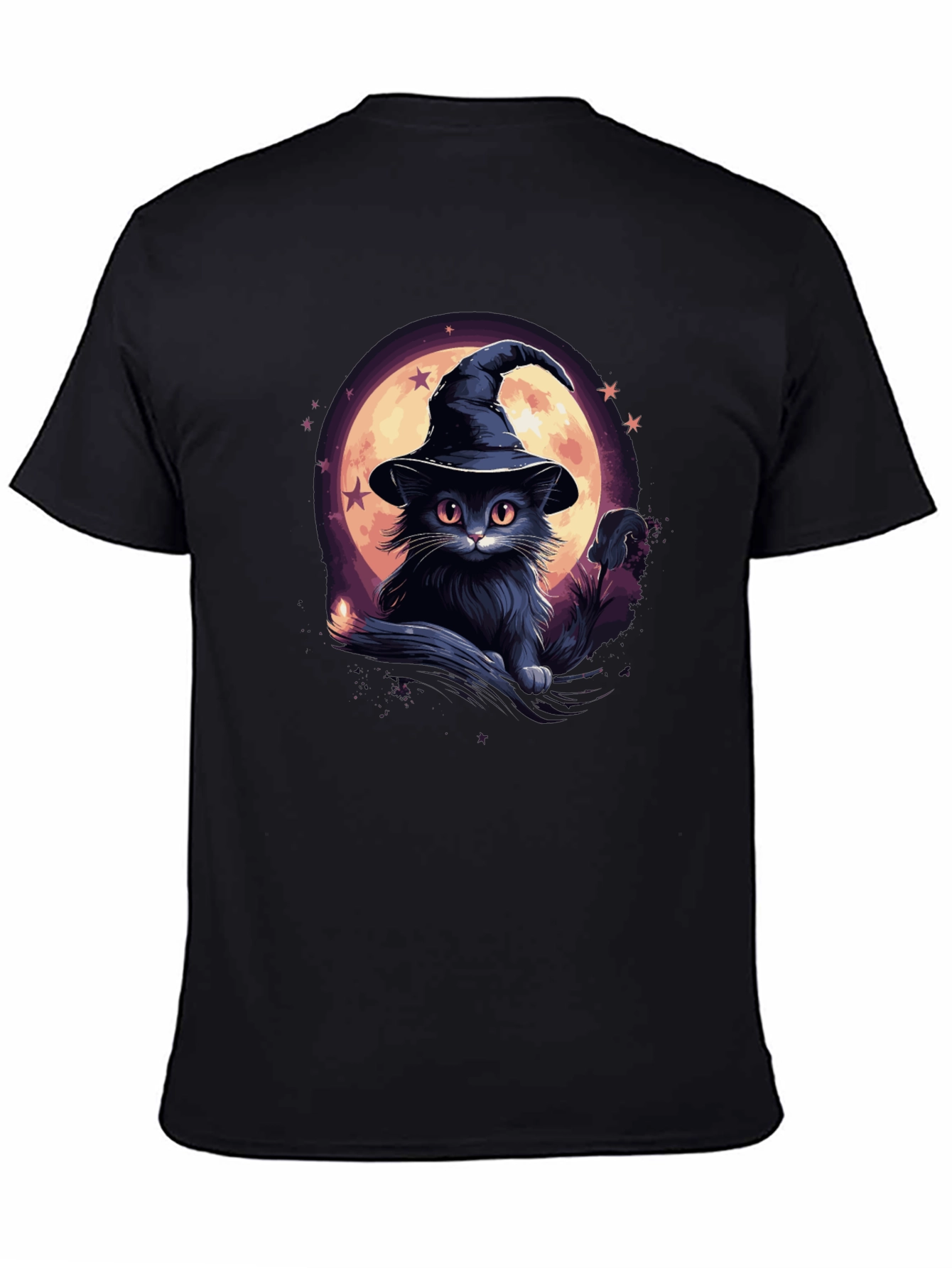 Whimsical Witch Cat Graphic Tee