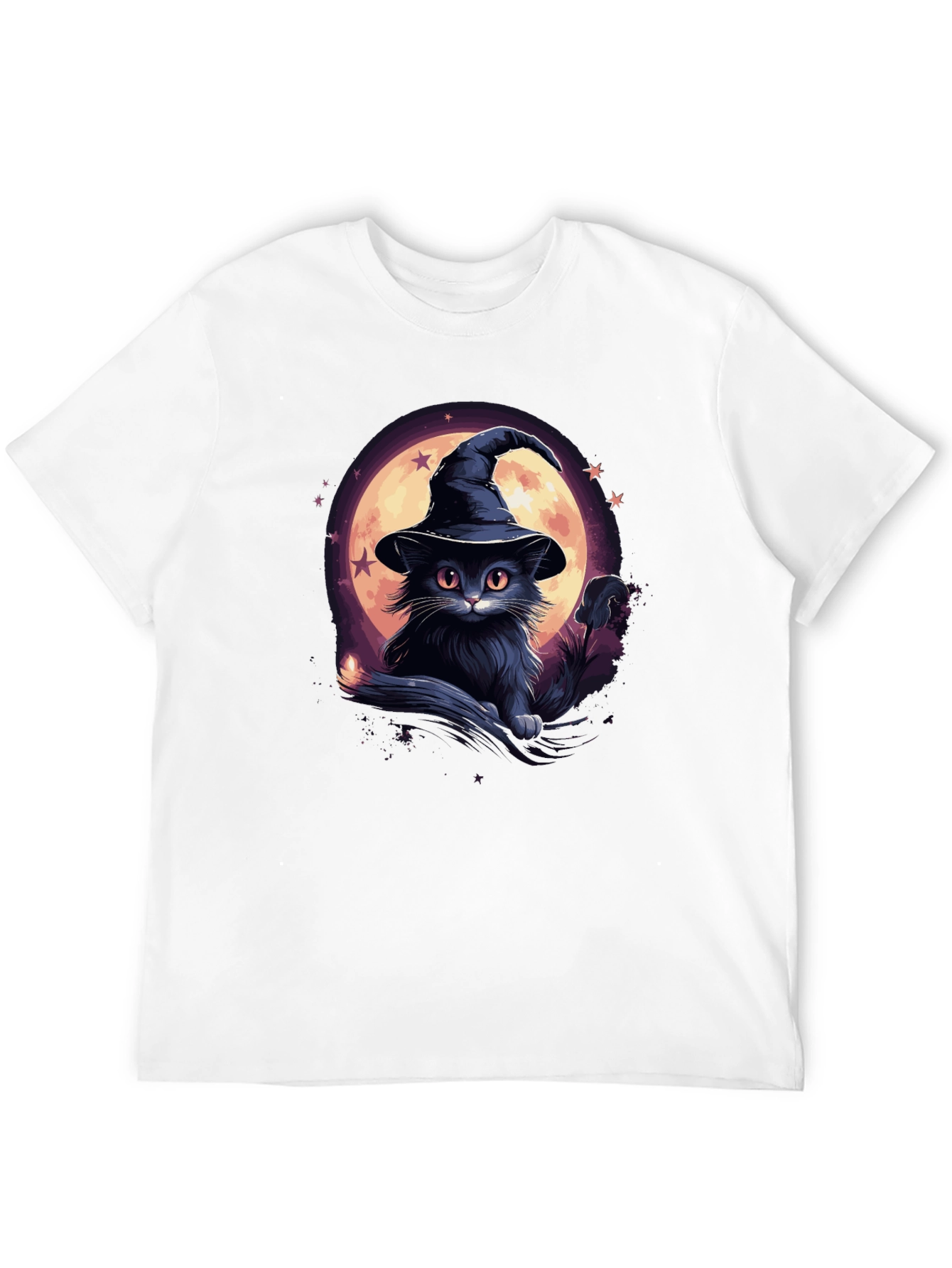Whimsical Witch Cat Graphic Tee