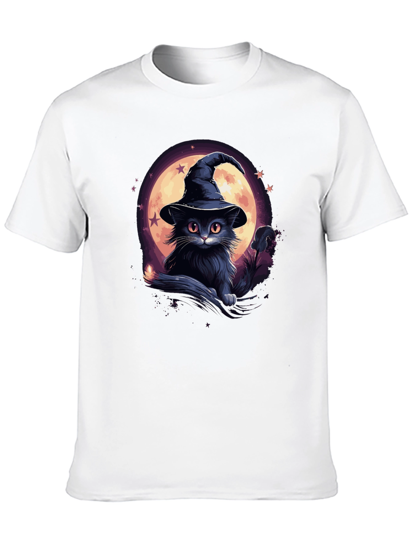 Whimsical Witch Cat Graphic Tee