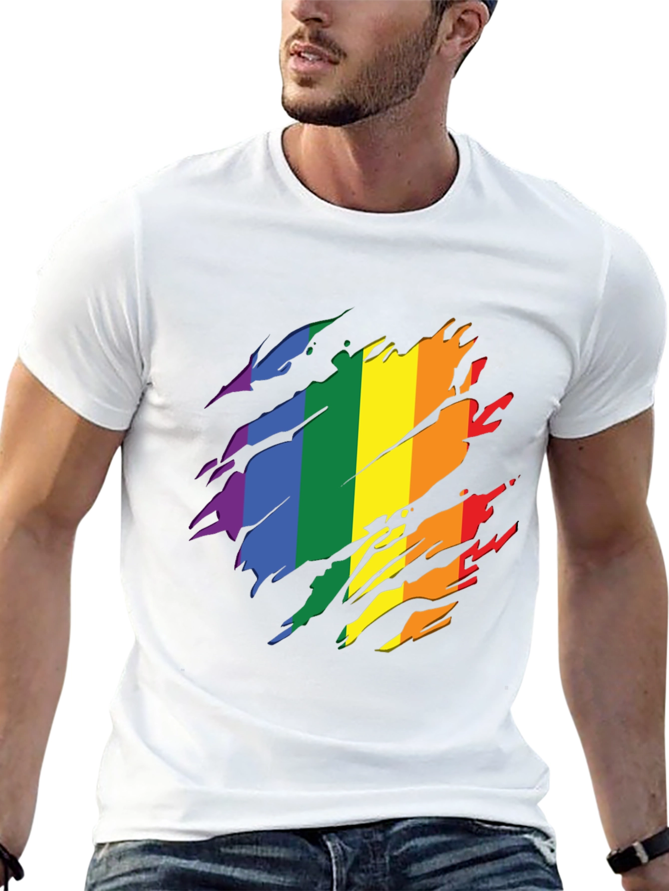 Pride Rainbow Graphic Tee - Stylish Black T-Shirt