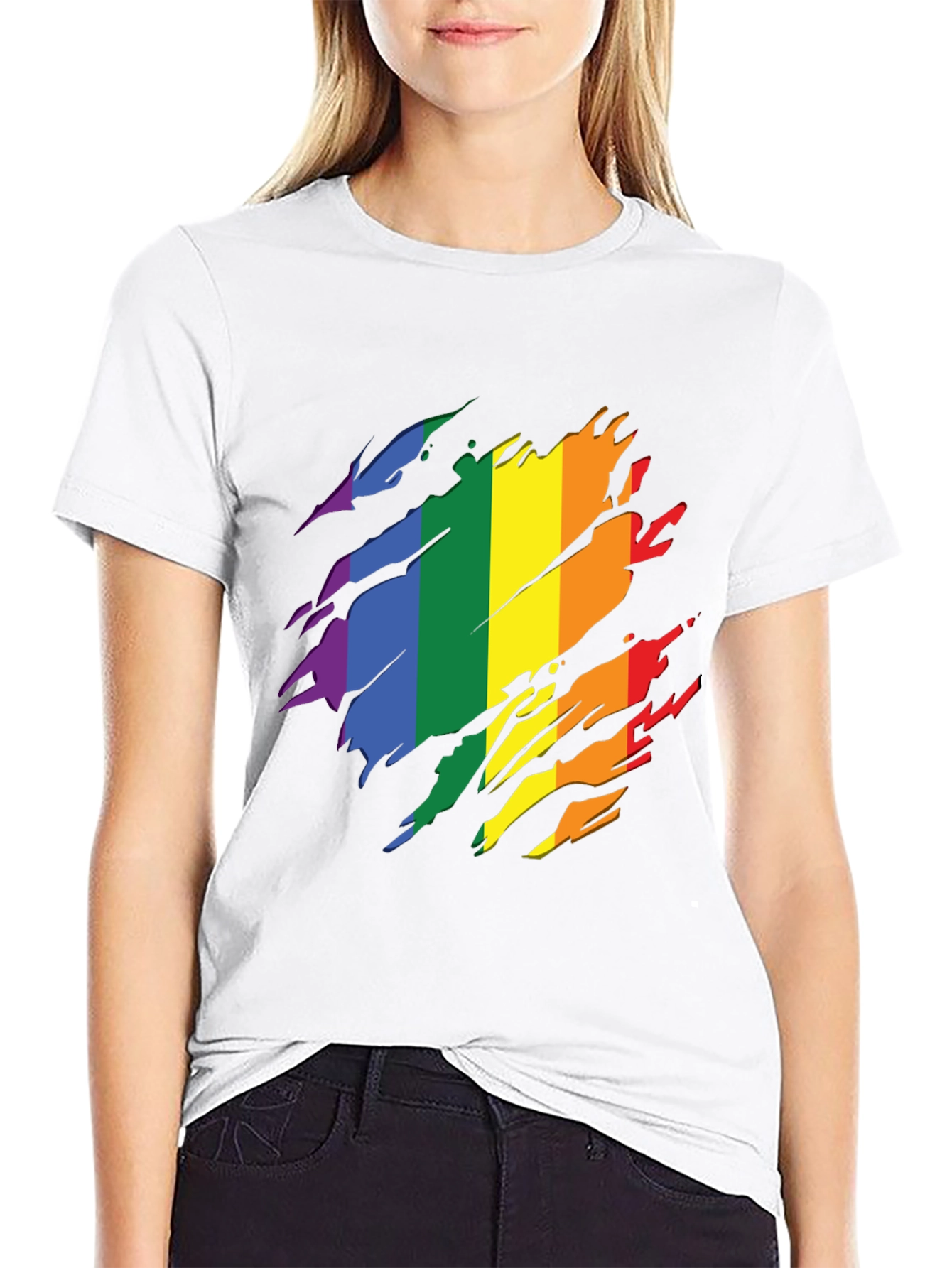 Pride Rainbow Graphic Tee - Stylish Black T-Shirt