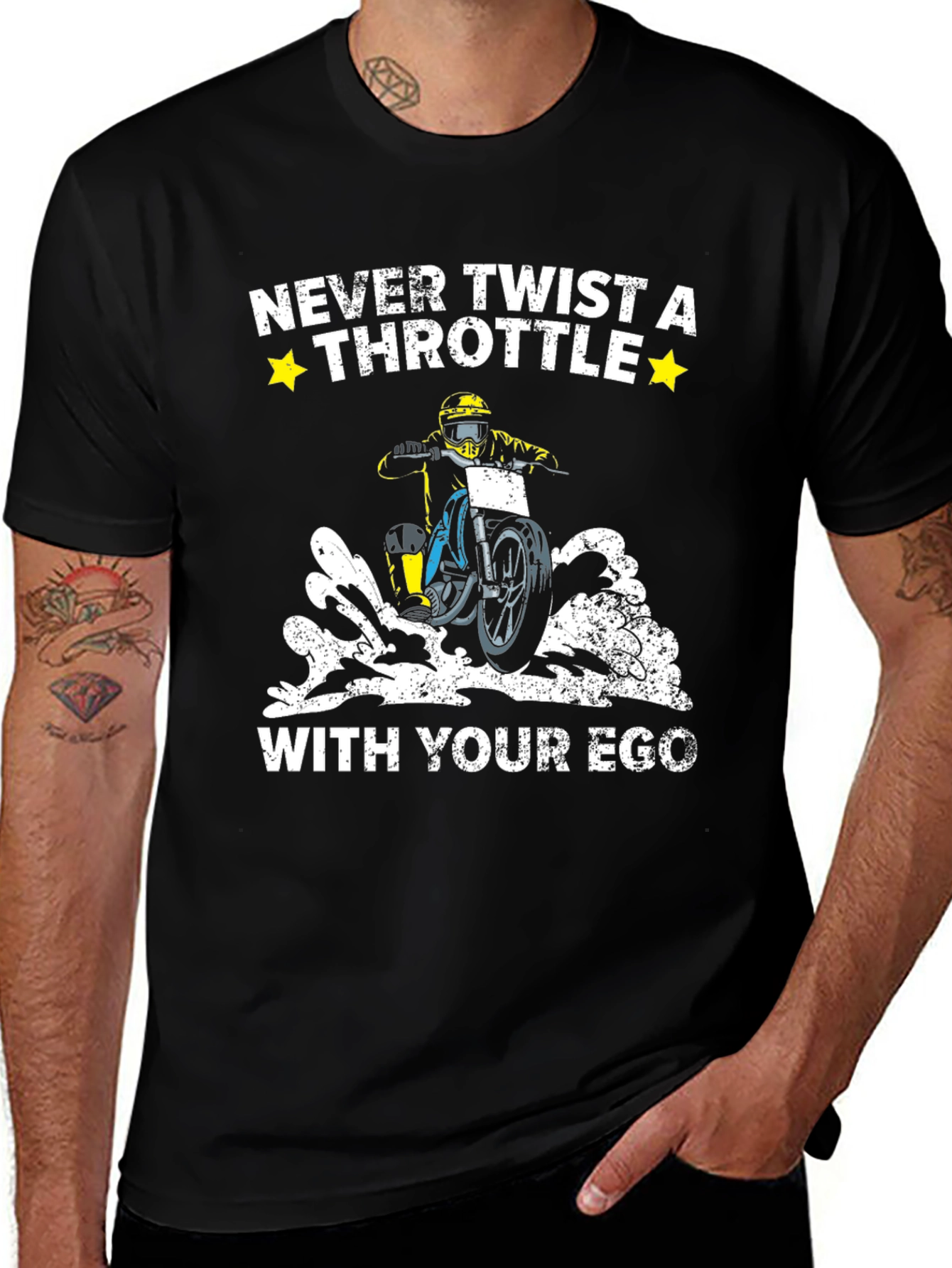 Never Twist a Throttle With Your Ego Black T-Shirt