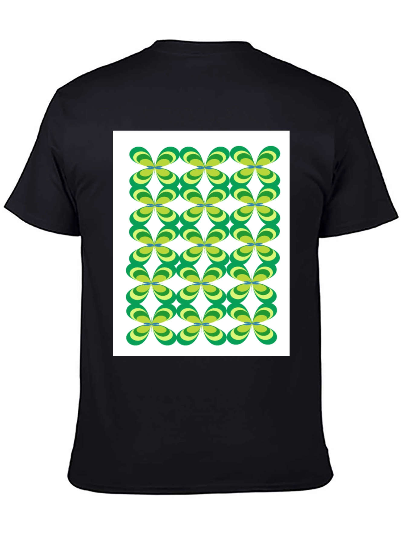 Retro Floral Pattern Black T-Shirt