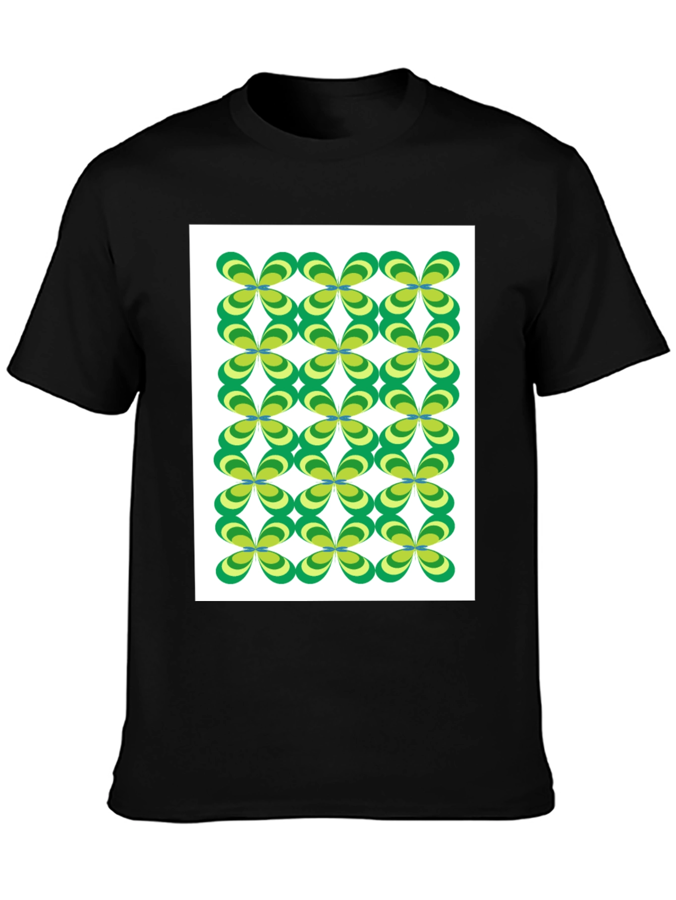 Retro Floral Pattern Black T-Shirt