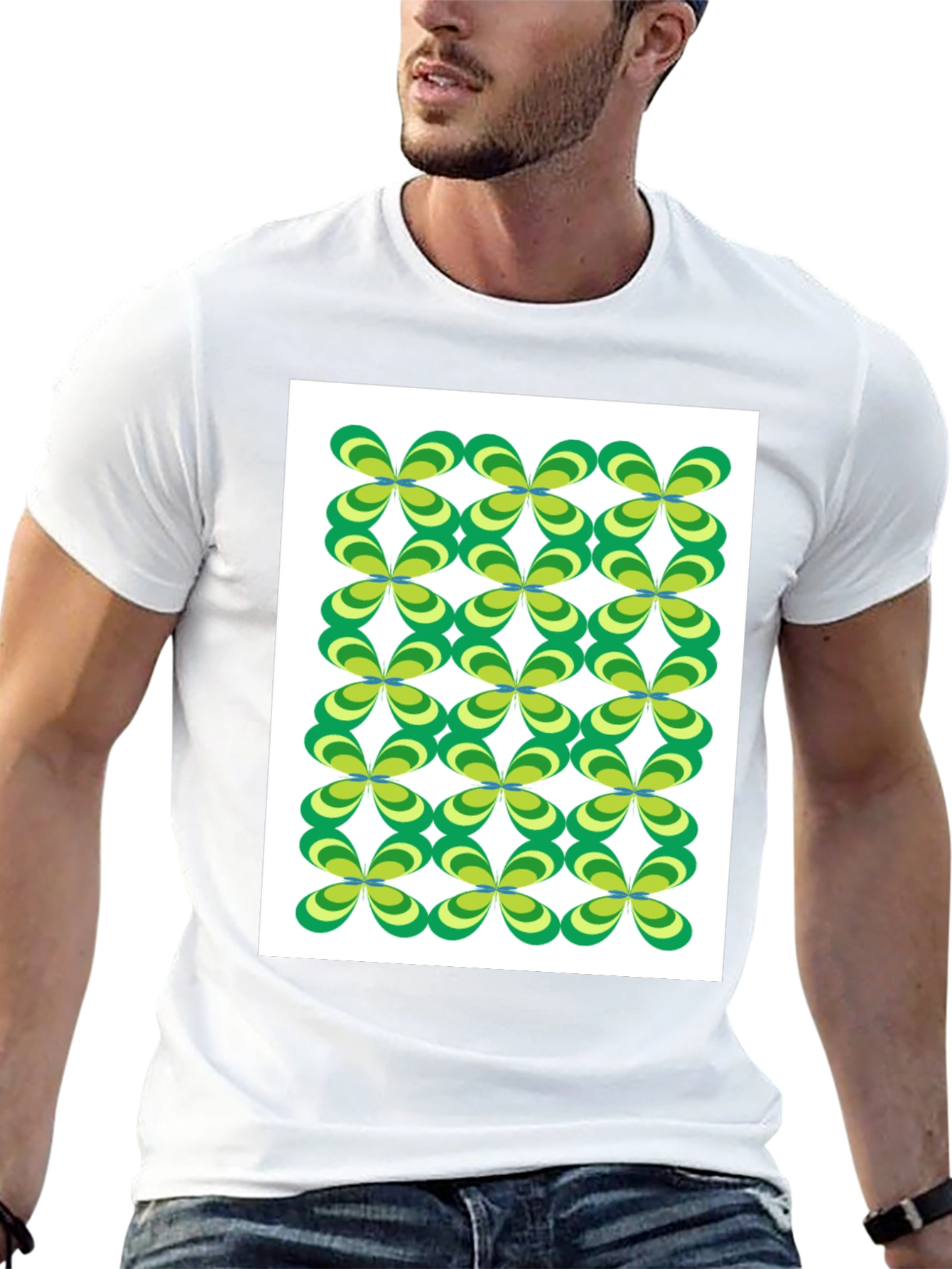 Retro Floral Pattern Black T-Shirt