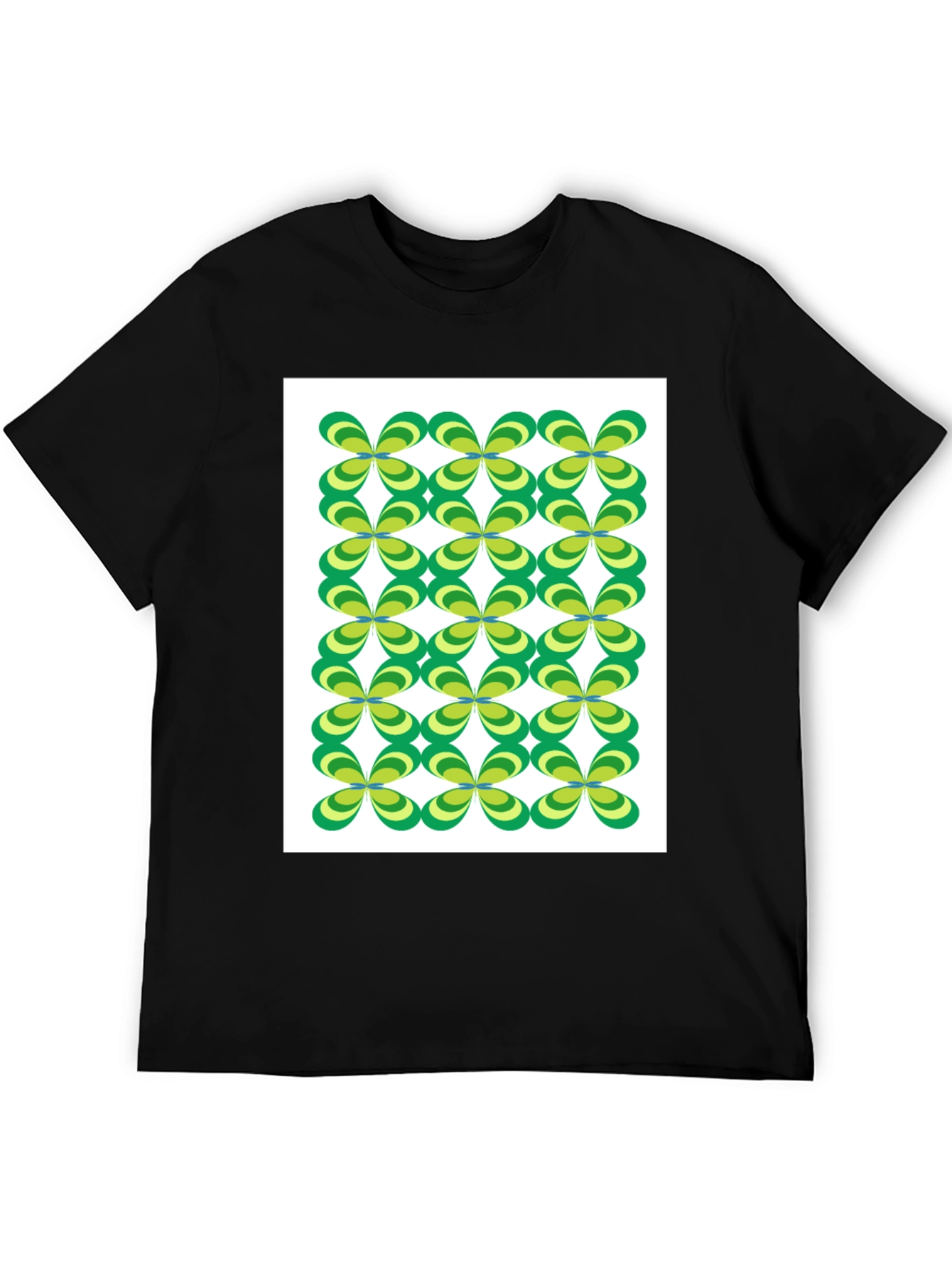 Retro Floral Pattern Black T-Shirt