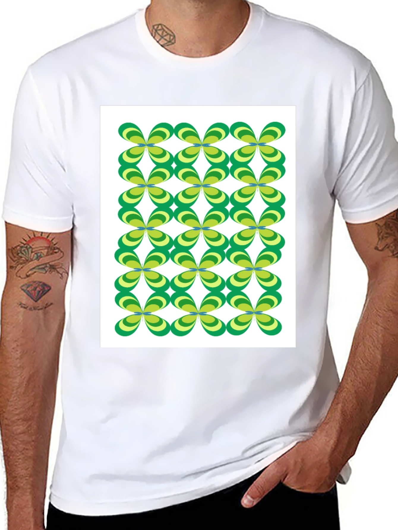 Retro Floral Pattern Black T-Shirt