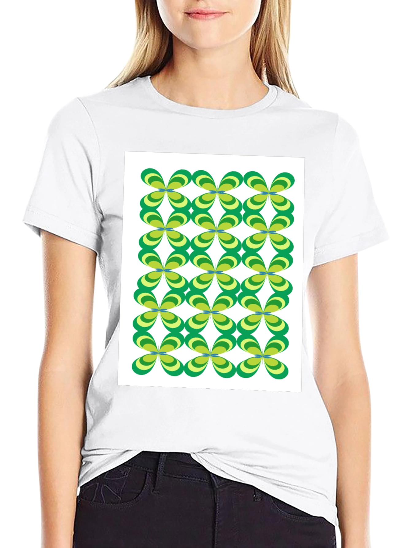 Retro Floral Pattern Black T-Shirt