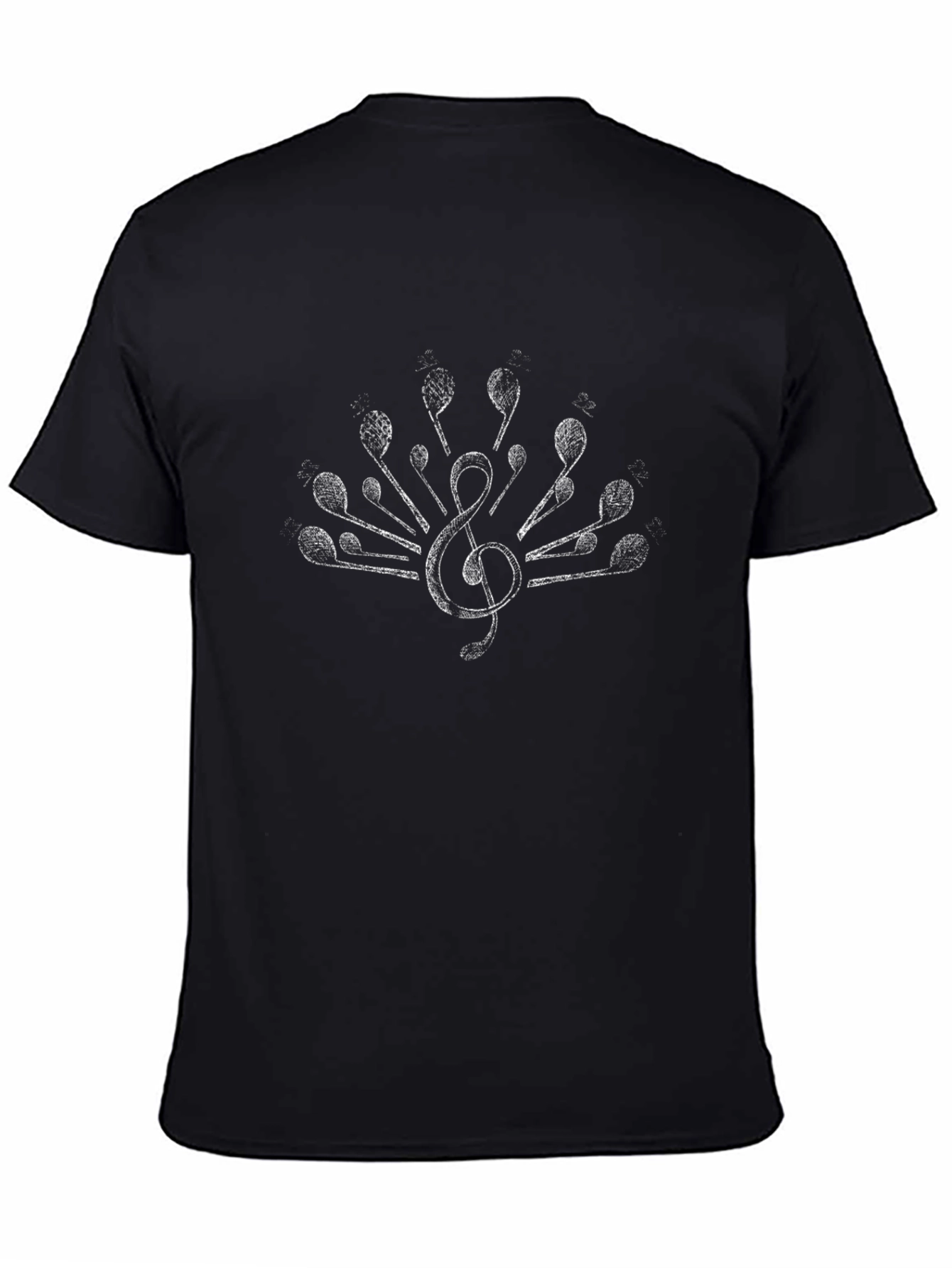 Musical Note Treble Clef Mens Black T-Shirt