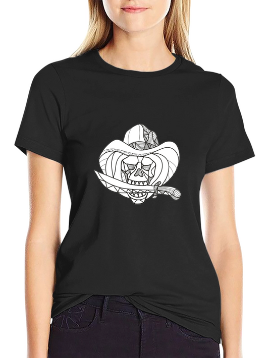 Black Skull Cowboy Graphic T-Shirt