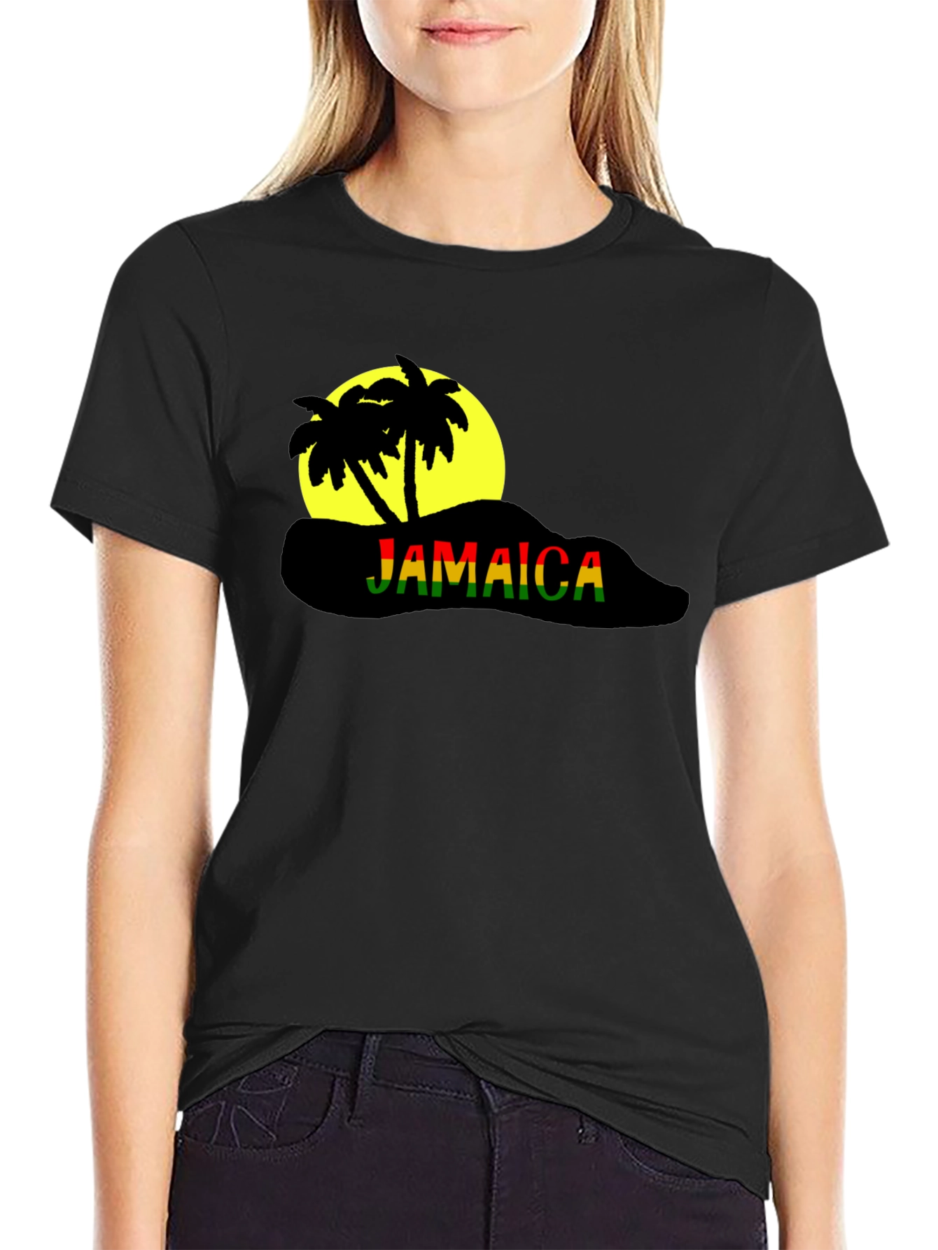 Jamaica Palm Tree Black T-Shirt