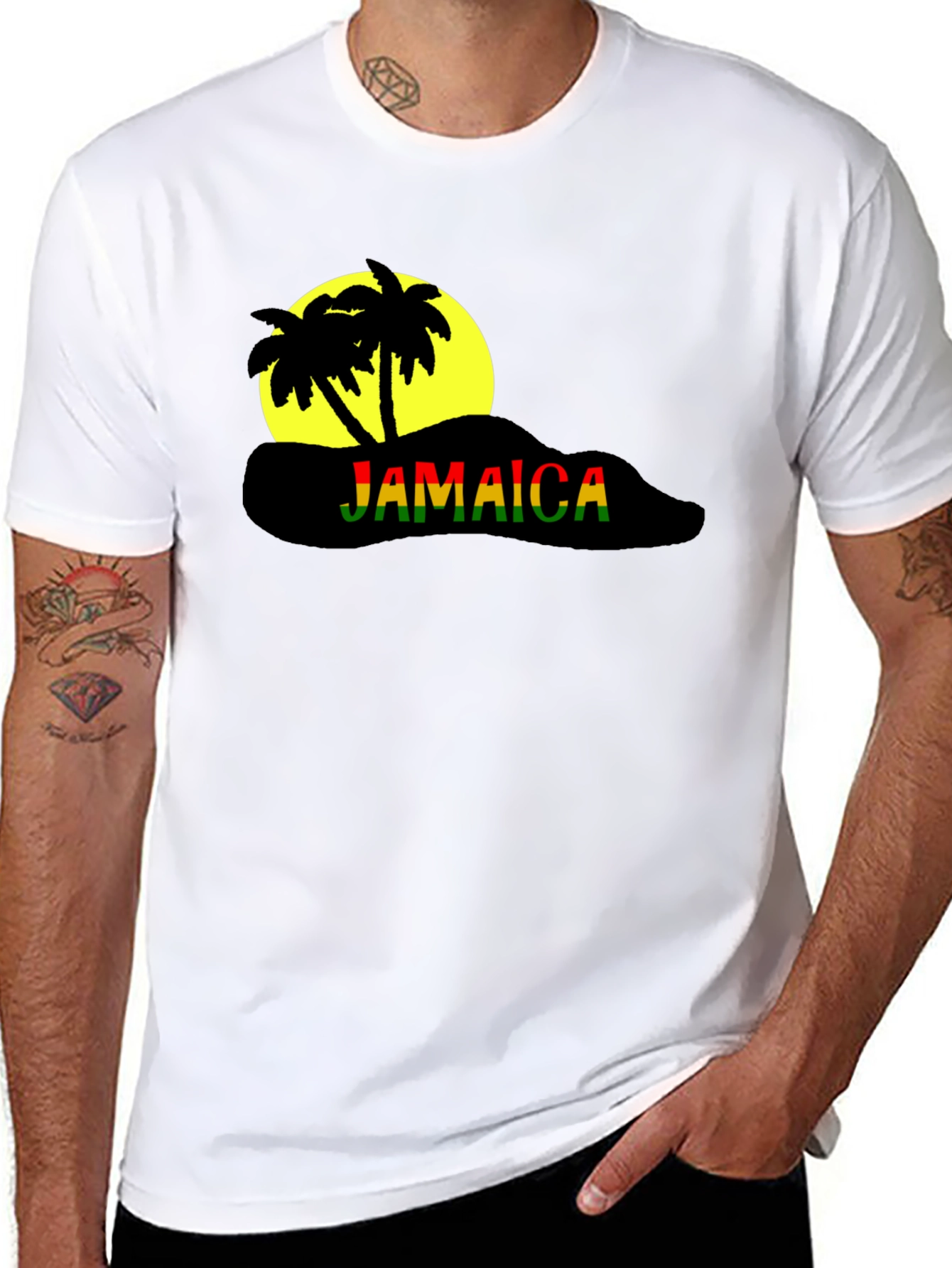 Jamaica Palm Tree Black T-Shirt