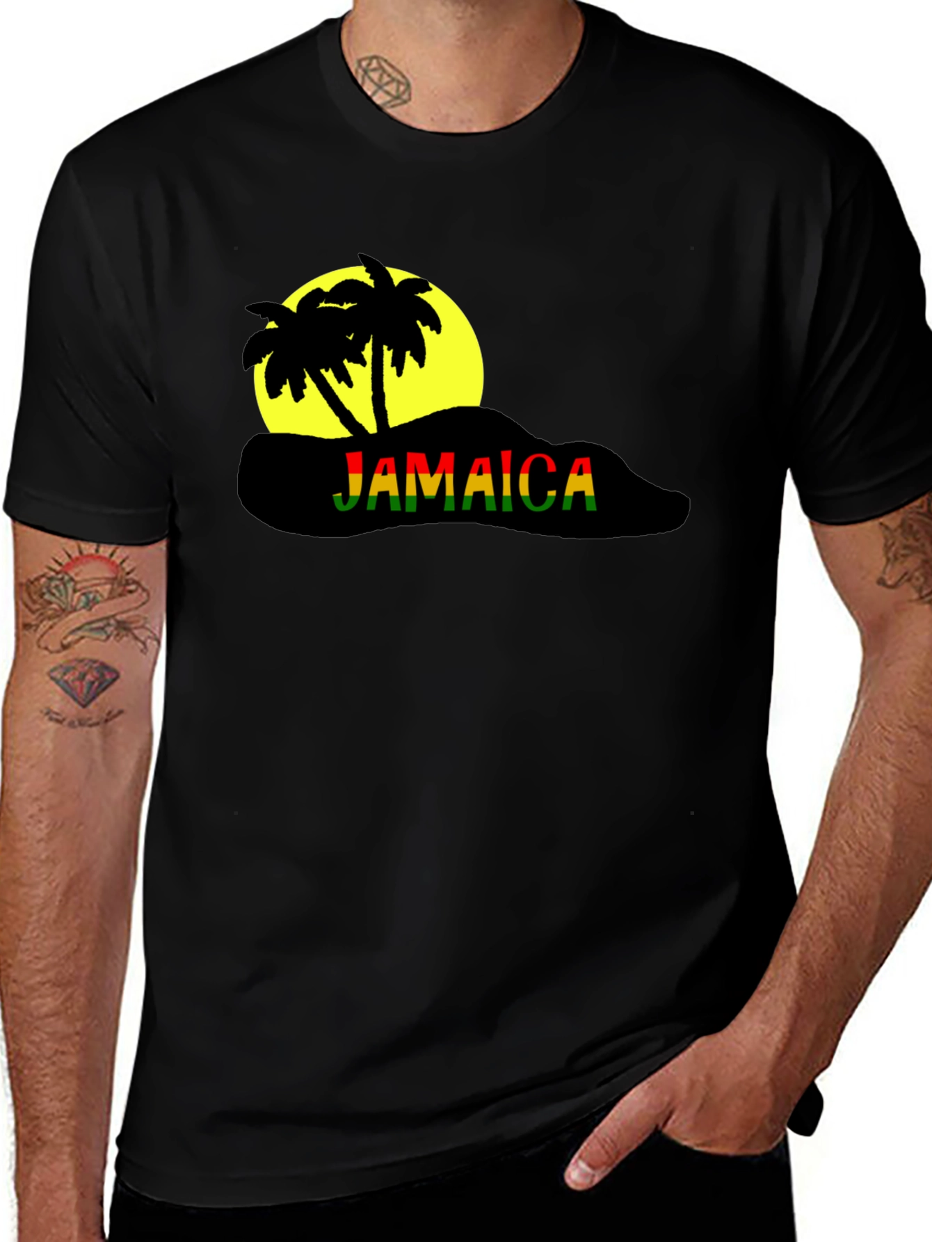 Jamaica Palm Tree Black T-Shirt